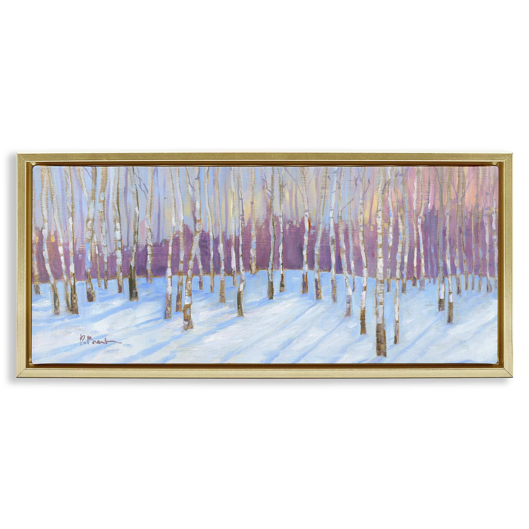 Stupell Industries BT-864-FFG-10X24 Niveous Birch Tree Grove Gold Framed Floater Canvas Wall Art By Paul Brent 25 x 11