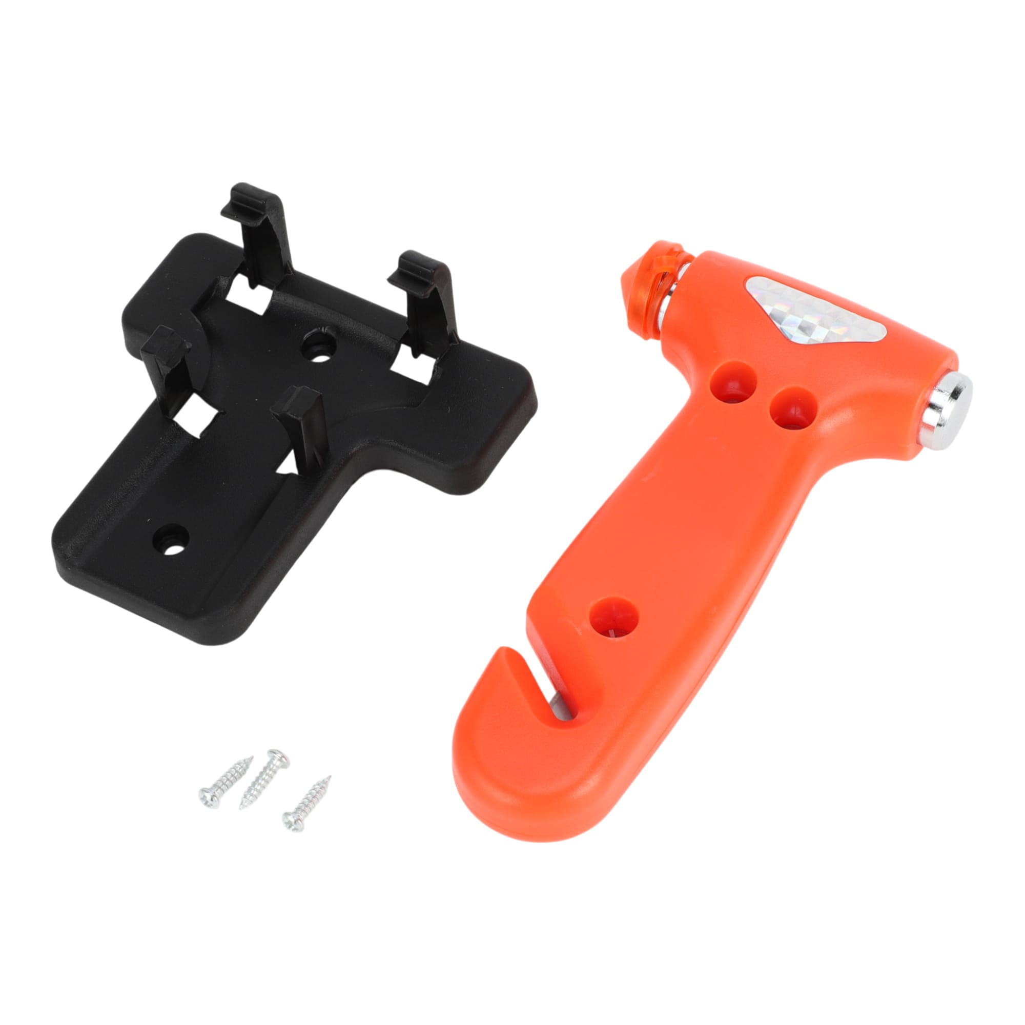 Unique Bargains 1 Set Universal Car Safety Hammer Glass Breaker Urgent Escape Tool with Stand Black Orange 40CR ABS