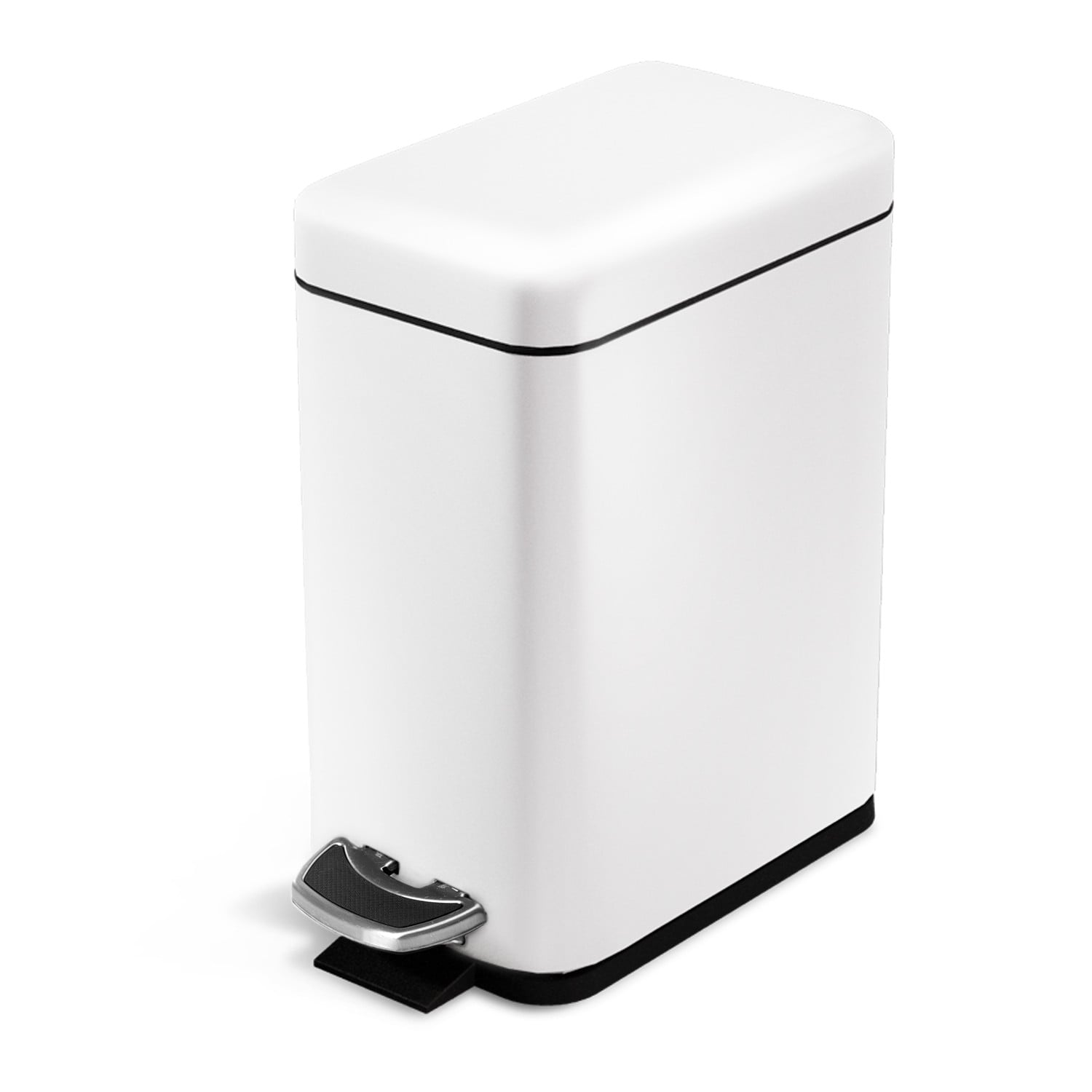Home Zone Living VA42281A 1.3 Gallon White Steel Indoor Kitchen Step Trash Can