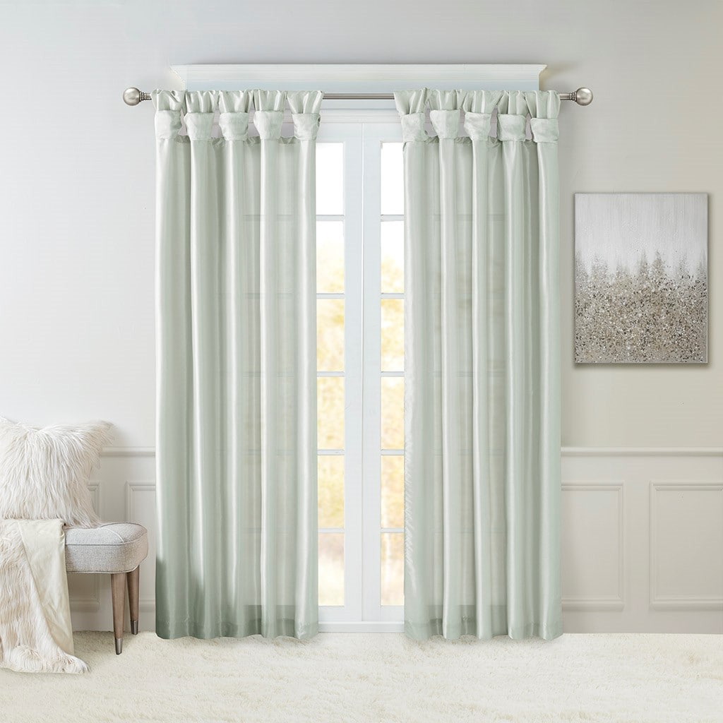 LOVMOR SF-M-B03598112 Twist Tab Lined Window Curtain Panel Dusty Aqua 50x120Inch