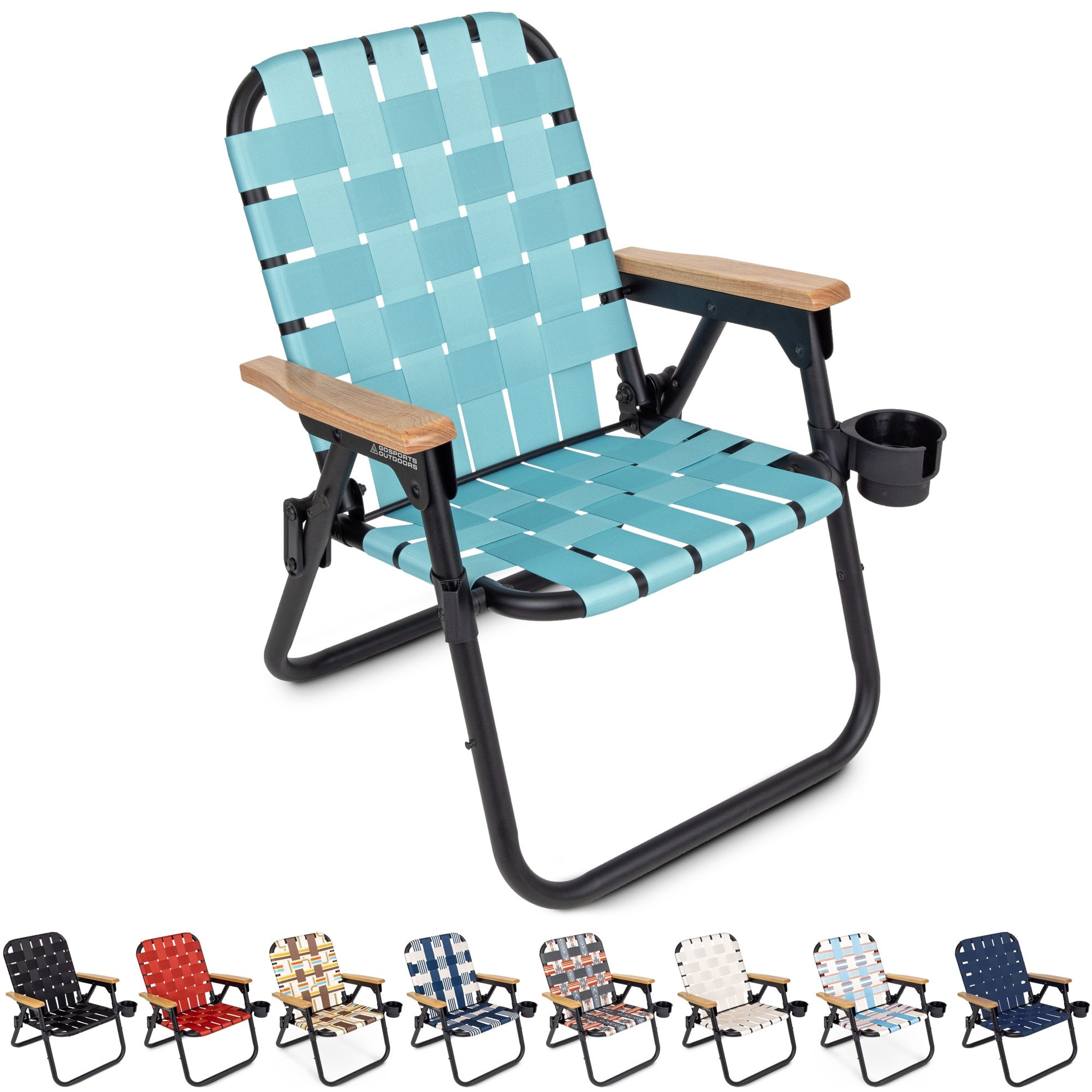 GoSports 810151121598 Polyester Stone Blue Folding Beach chair Carrying Strap/Handle Included