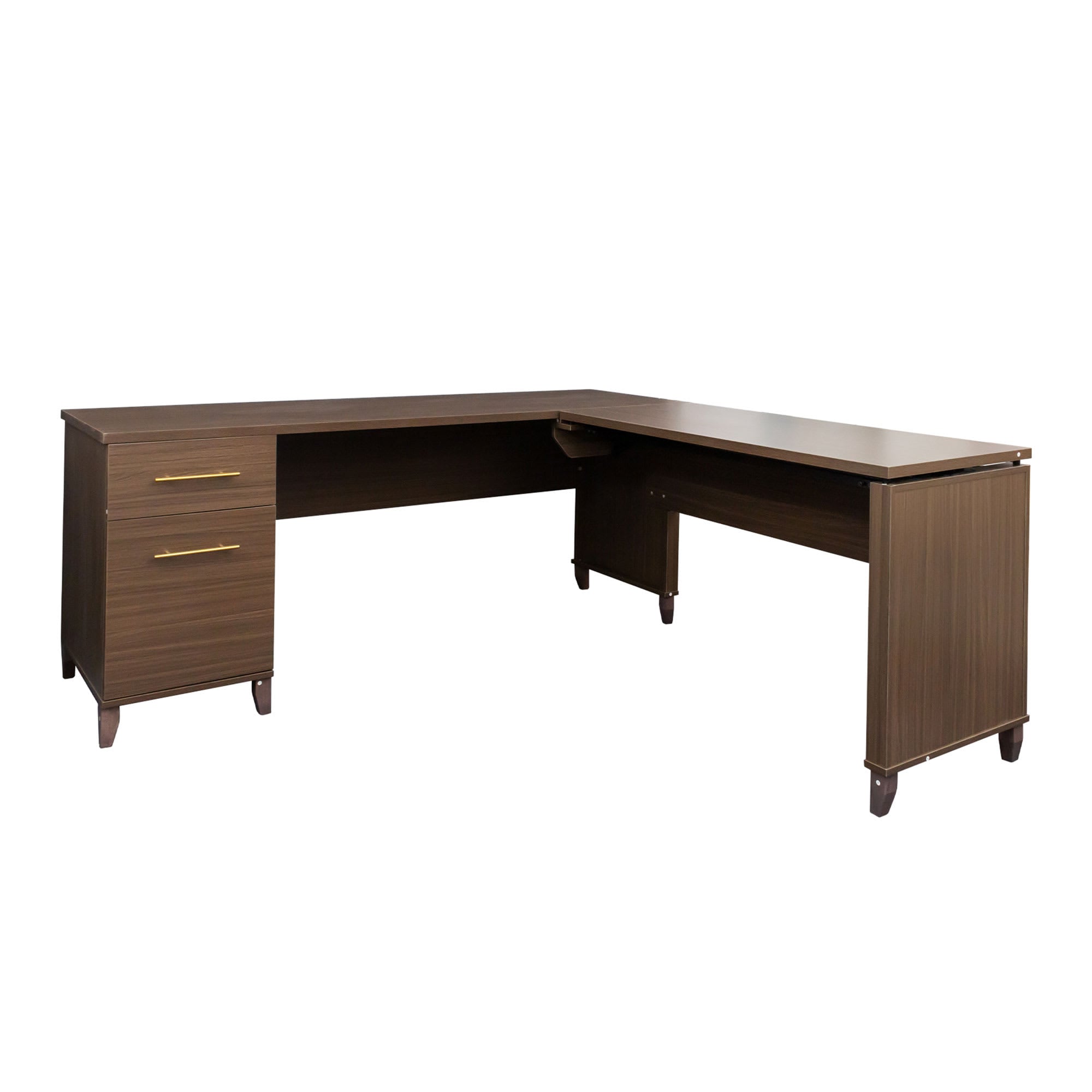JOMEED 324867 Adjustable 3 Position Sit to Stand L Shaped Office Desk with File Cabinet