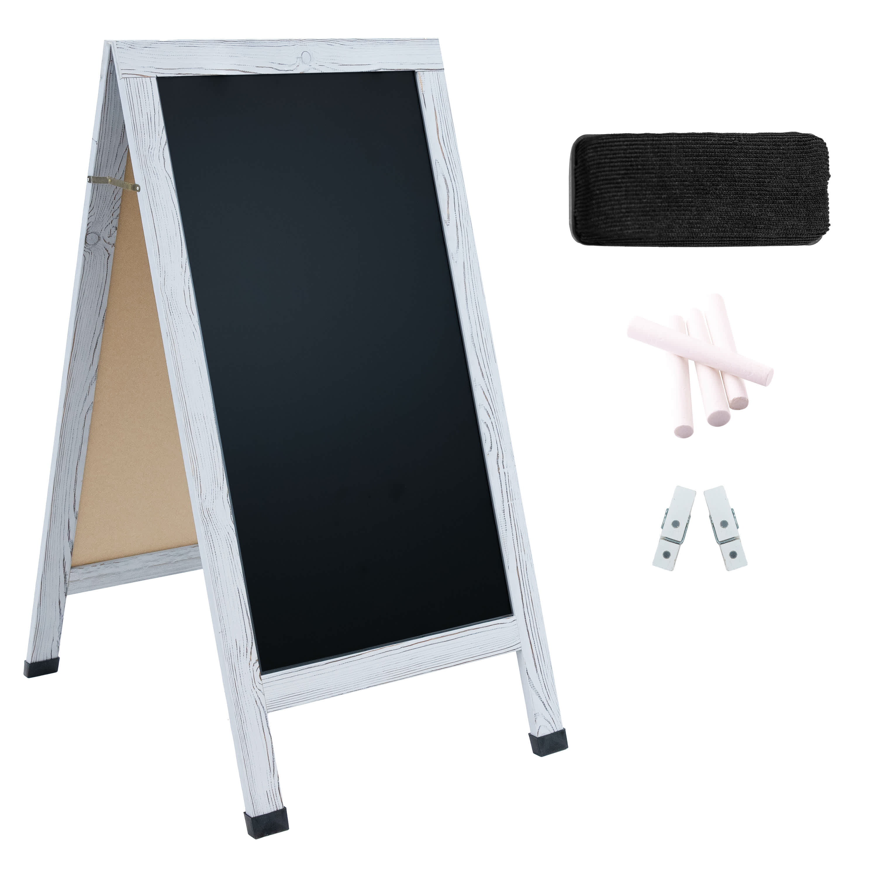 Sunnydaze Decor DYG-4751 Sunnydaze Magnetic A-Frame Chalkboard Sign - Double-Sided Chalk Sandwich Board Sidewalk Sign - 57-in x 27.5-in - Whitewash