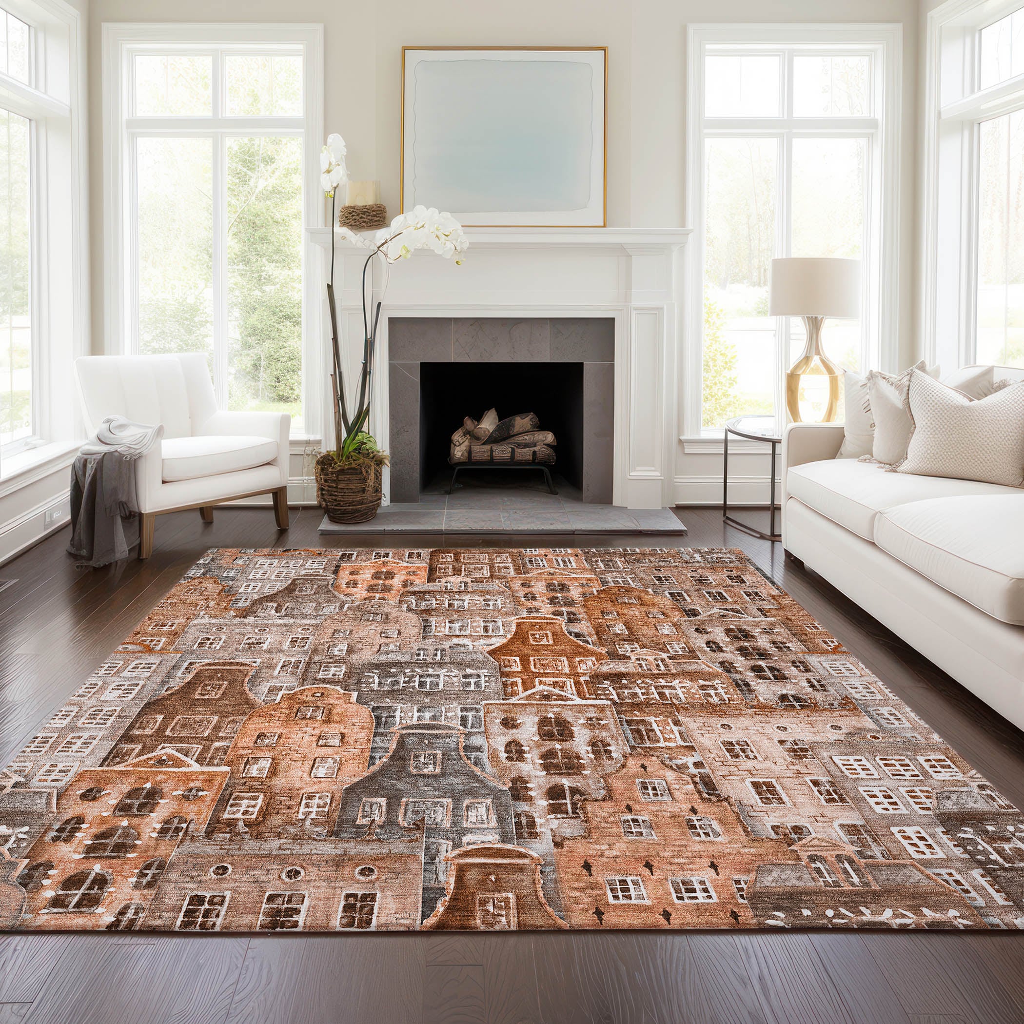 Addison Rugs ACN600PK30X46 Chantille ACN600PK 2 x 3 (ft) Polyester Paprika Rectangular Indoor/Outdoor Abstract Machine washable Area rug