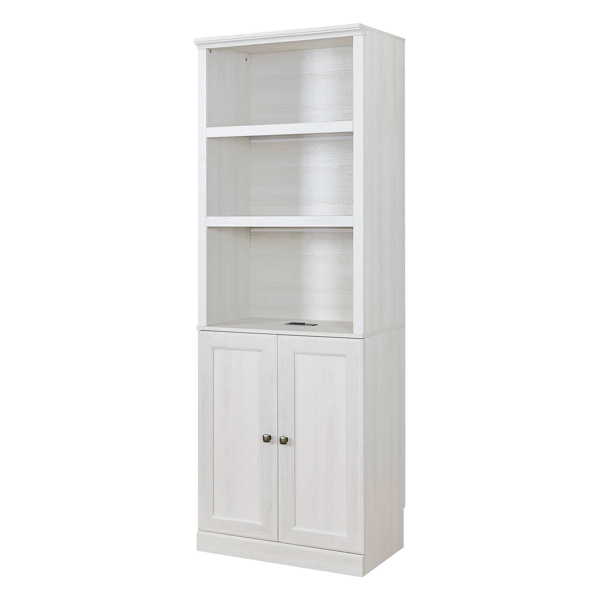 Vynxaria LEXY0221-DJSJ-BK043 Rustic White Bookshelf with USB Port and Three Shelves