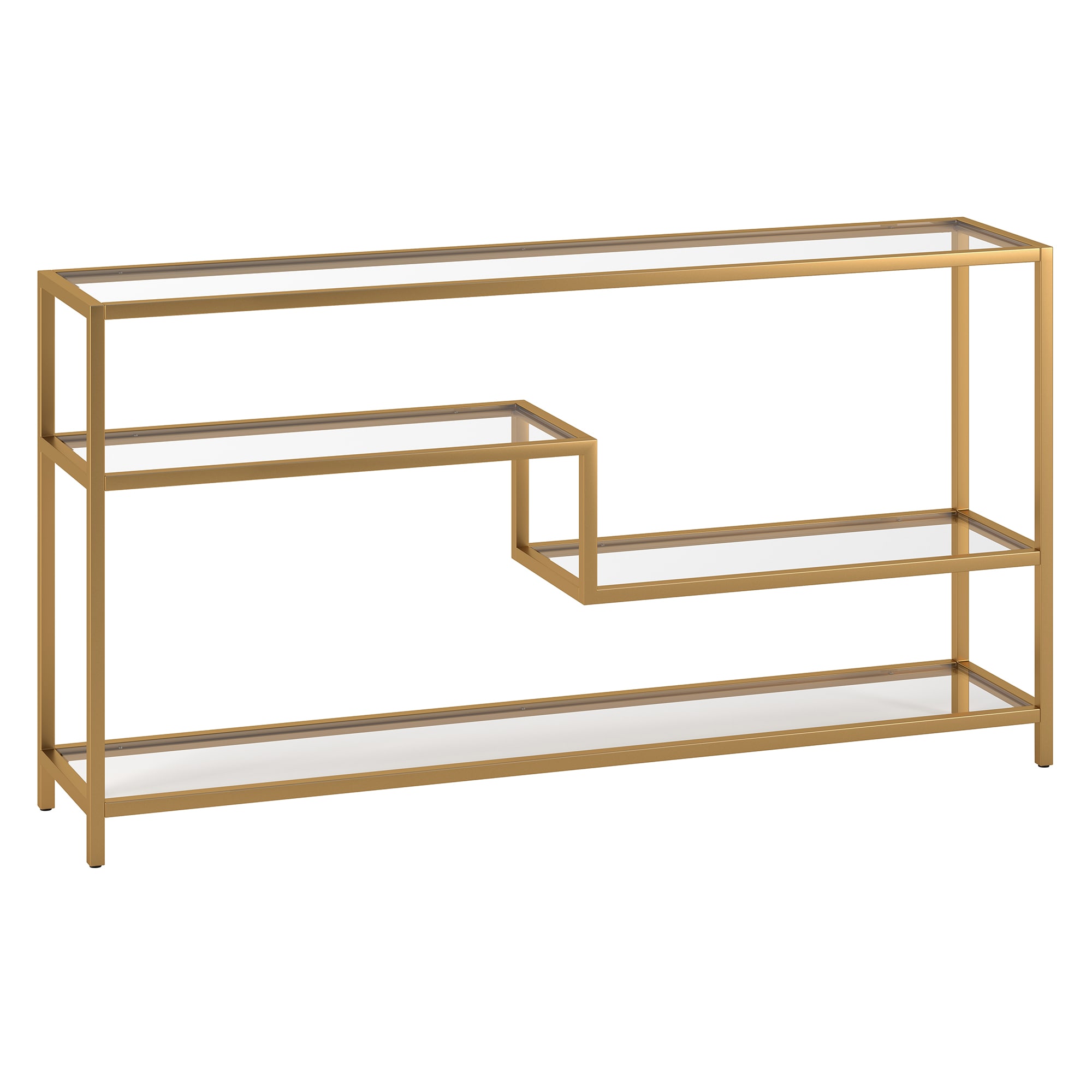 Hailey Home AT1864 Mathis 55-in Wide Rectangular Console Table with Glass Top in Gold