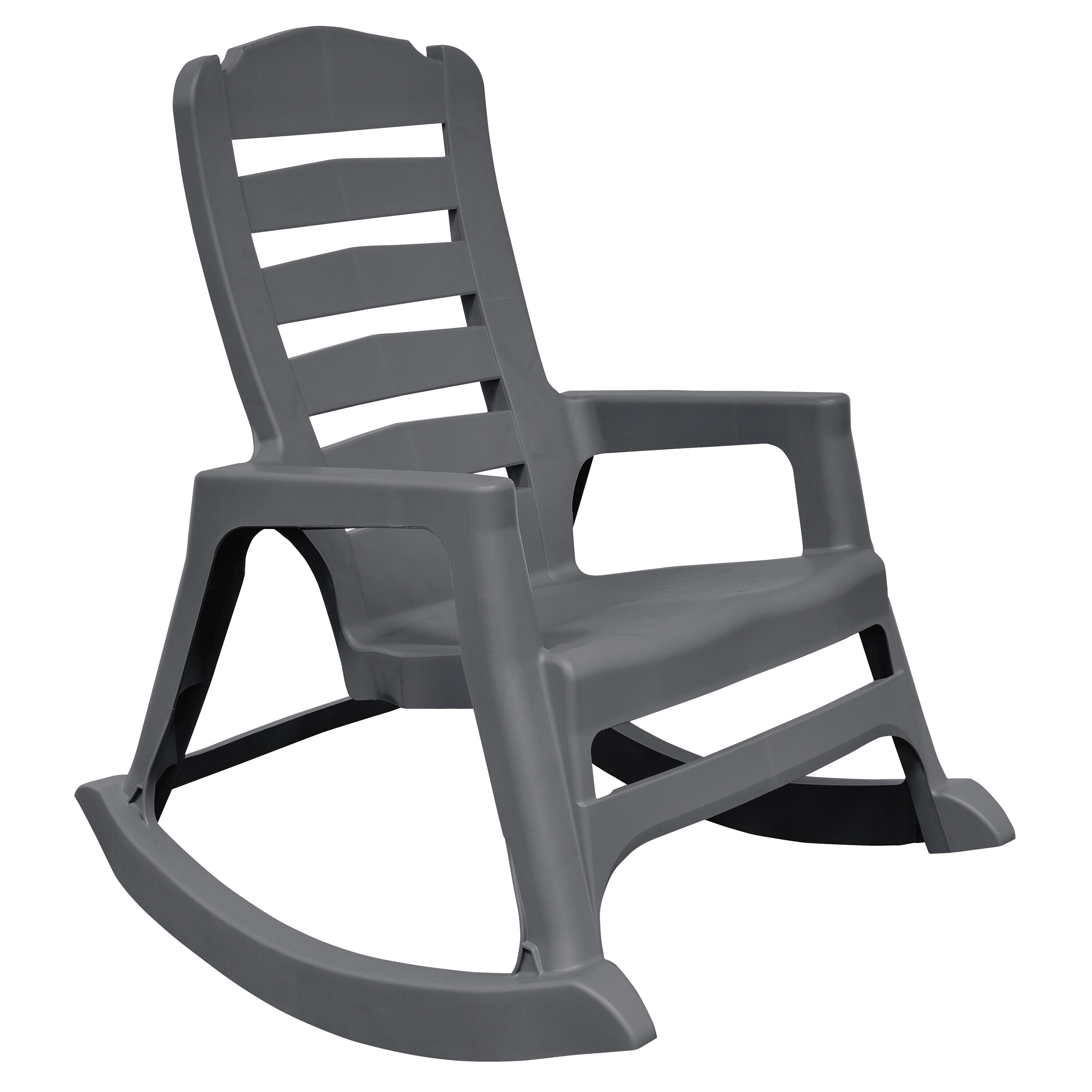 Adams PATIO Stackable Charcoal Plastic Frame Rocking Chair with Solid Seat