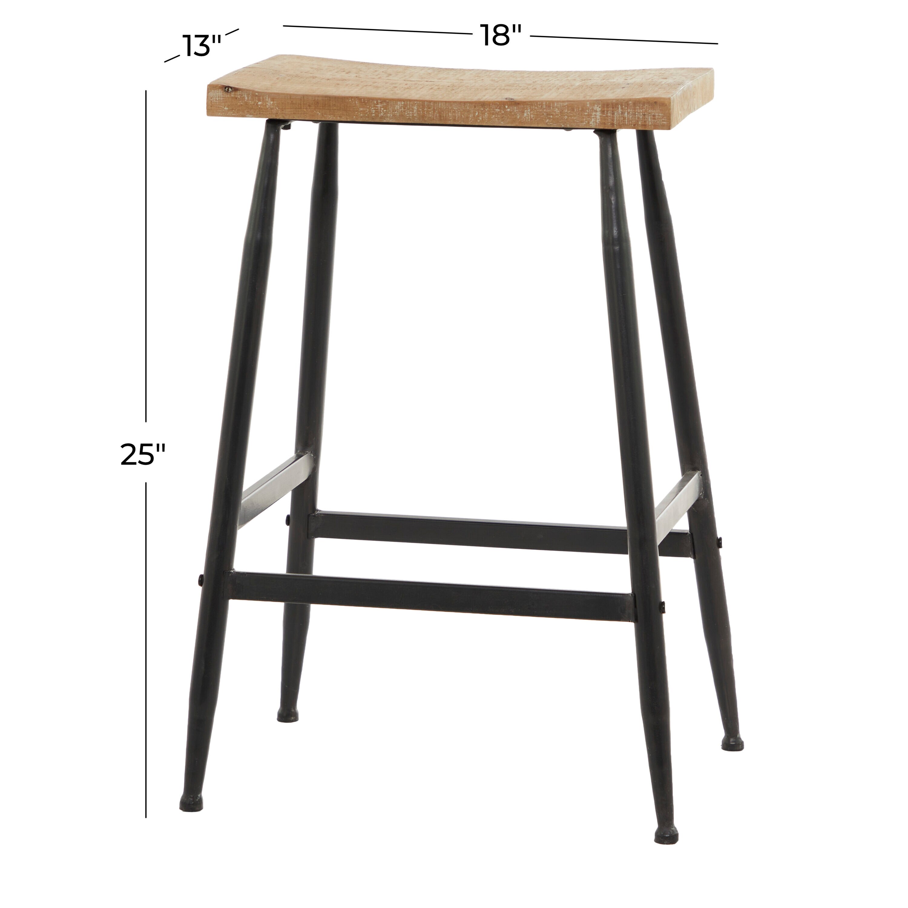 Grayson Lane Brown Wood Top 25 in H Small Metal Bar Stool in the