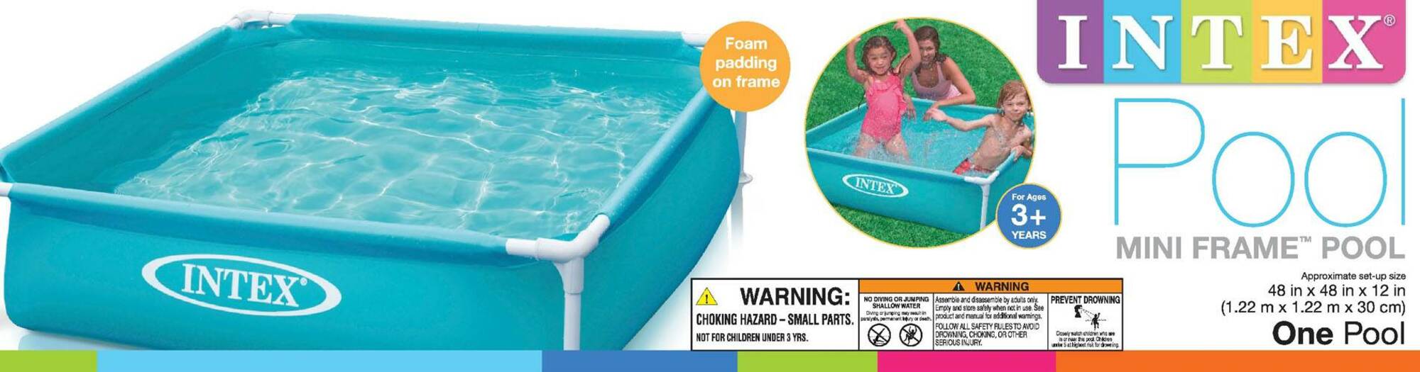Intex 4-ft x 4-ft x 12-in Metal Frame Rectangle Above-Ground Pool in ...