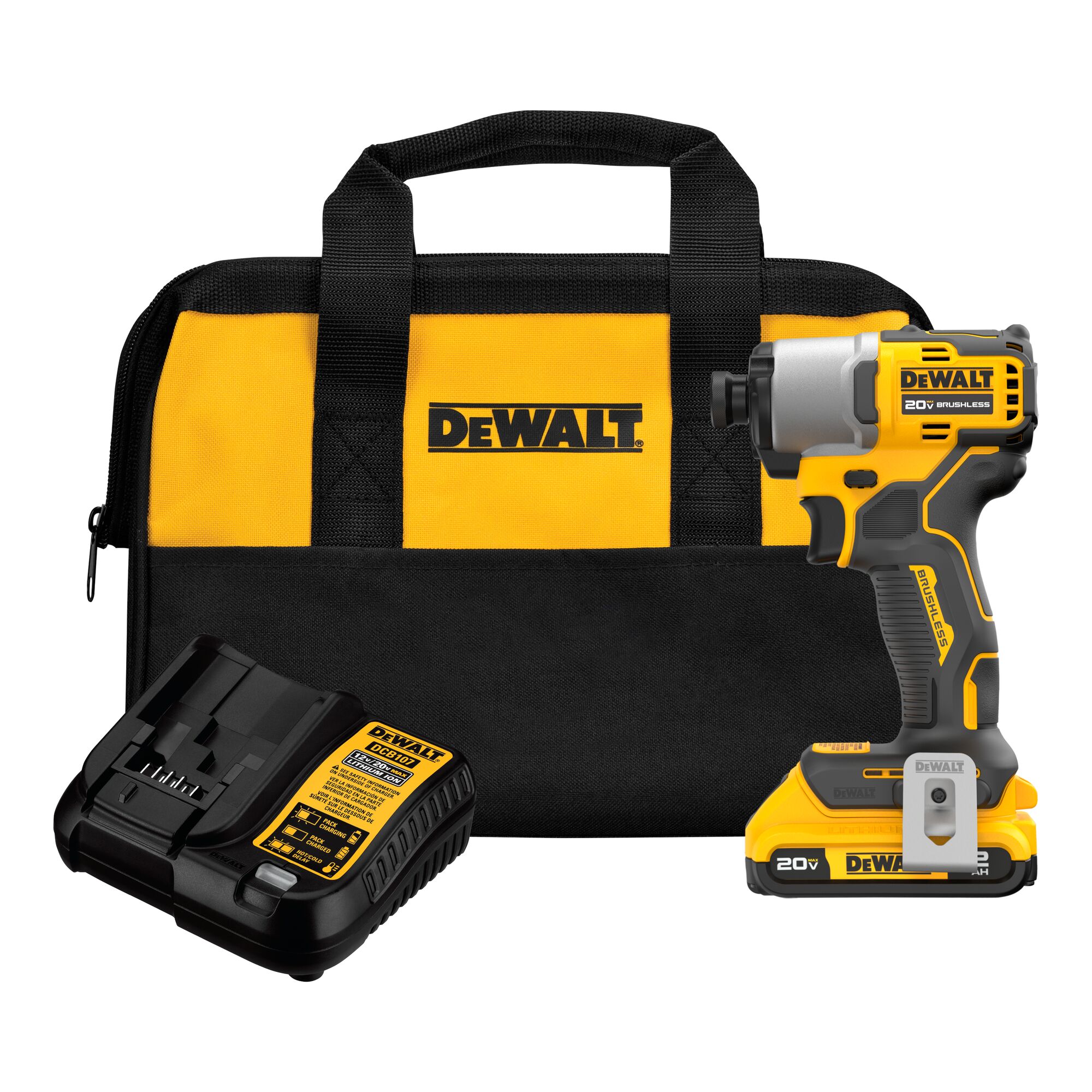 DEWALT 20V Max 20-volt Max Brushless Impact Driver (1-Battery Included,  Charger Included and Soft Bag included)