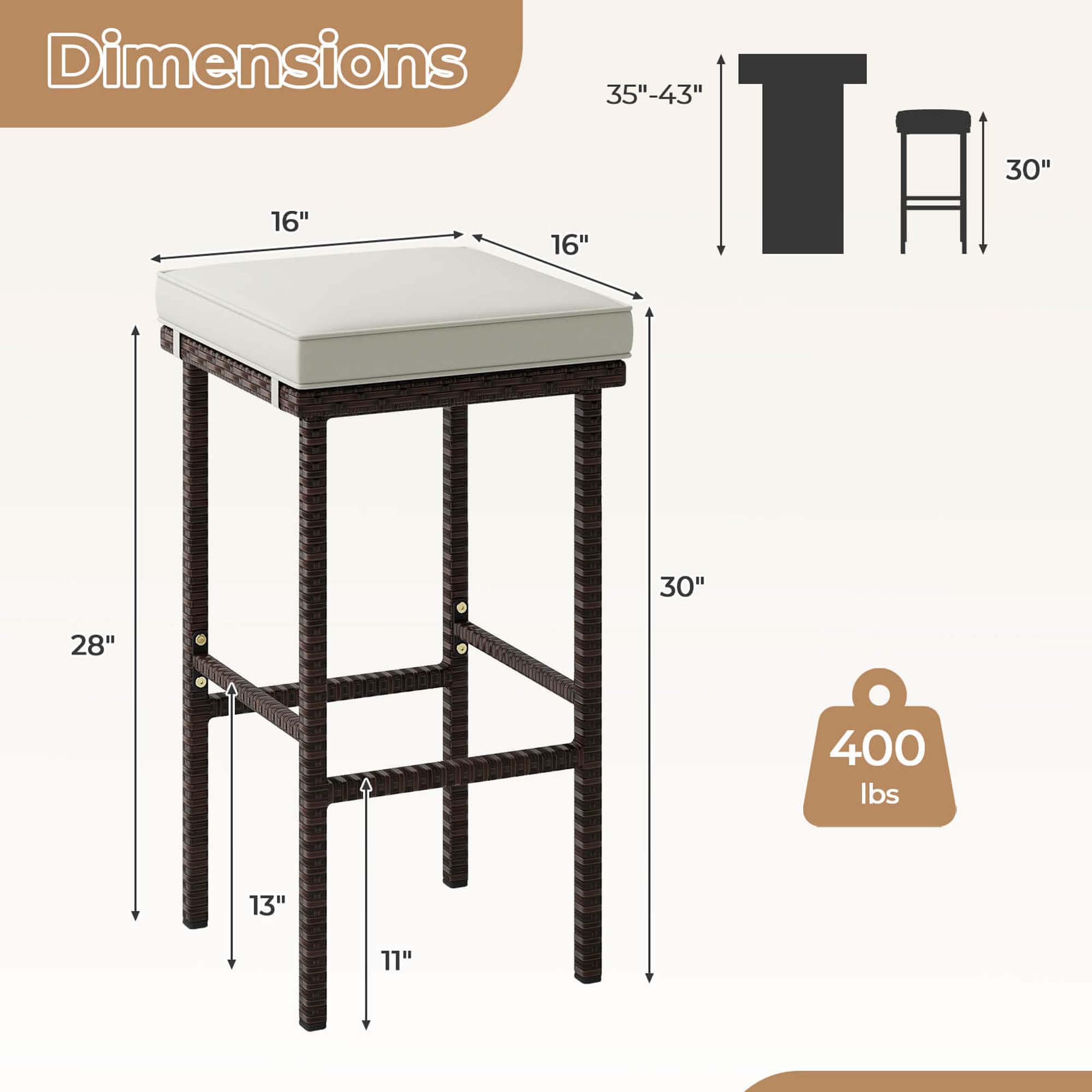 Costway HCST02157 stools - View #2