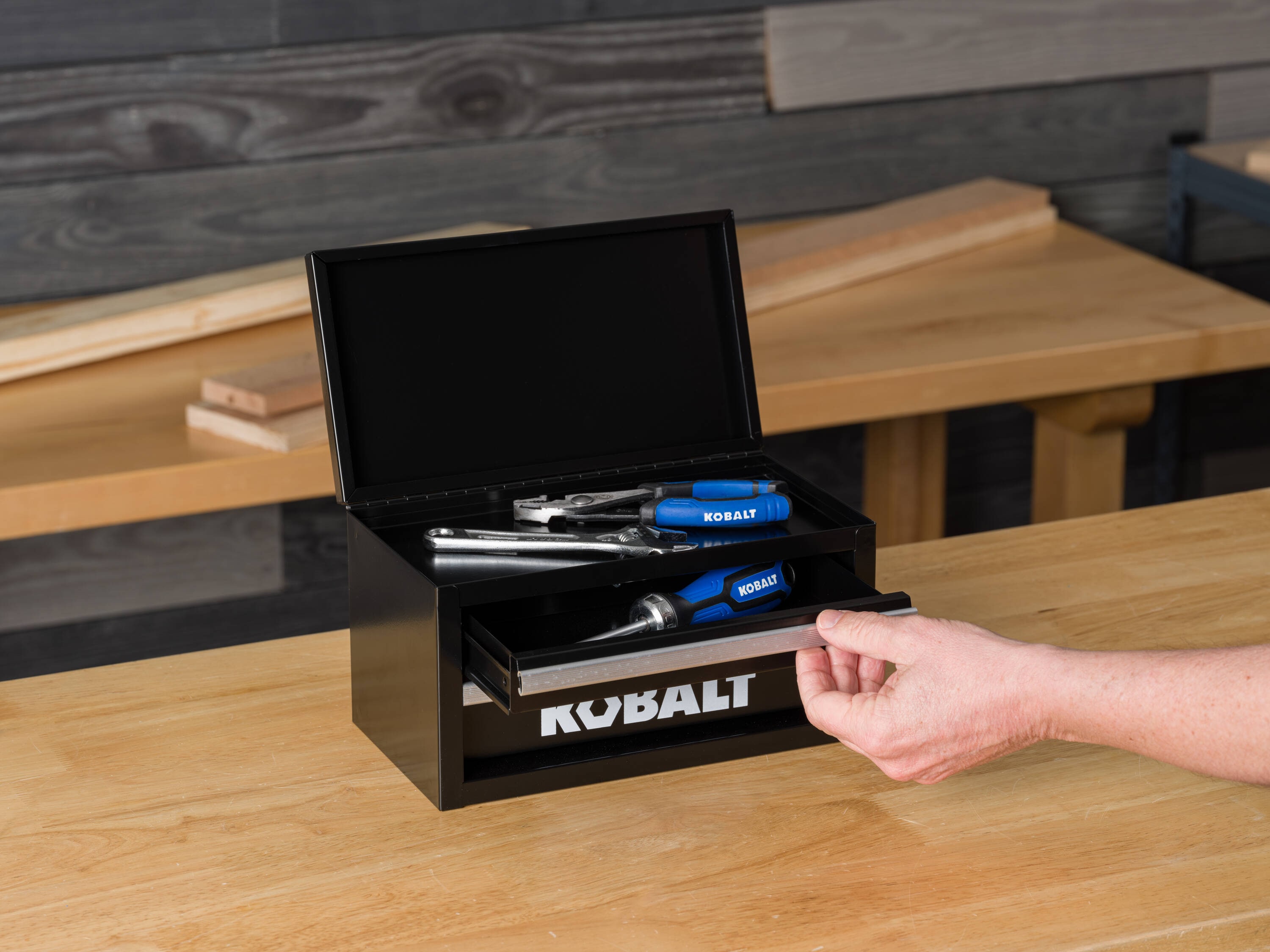 Kobalt Mini 10.83-in 2-Drawer Blue Steel Tool Box in the Portable Tool Boxes  department at