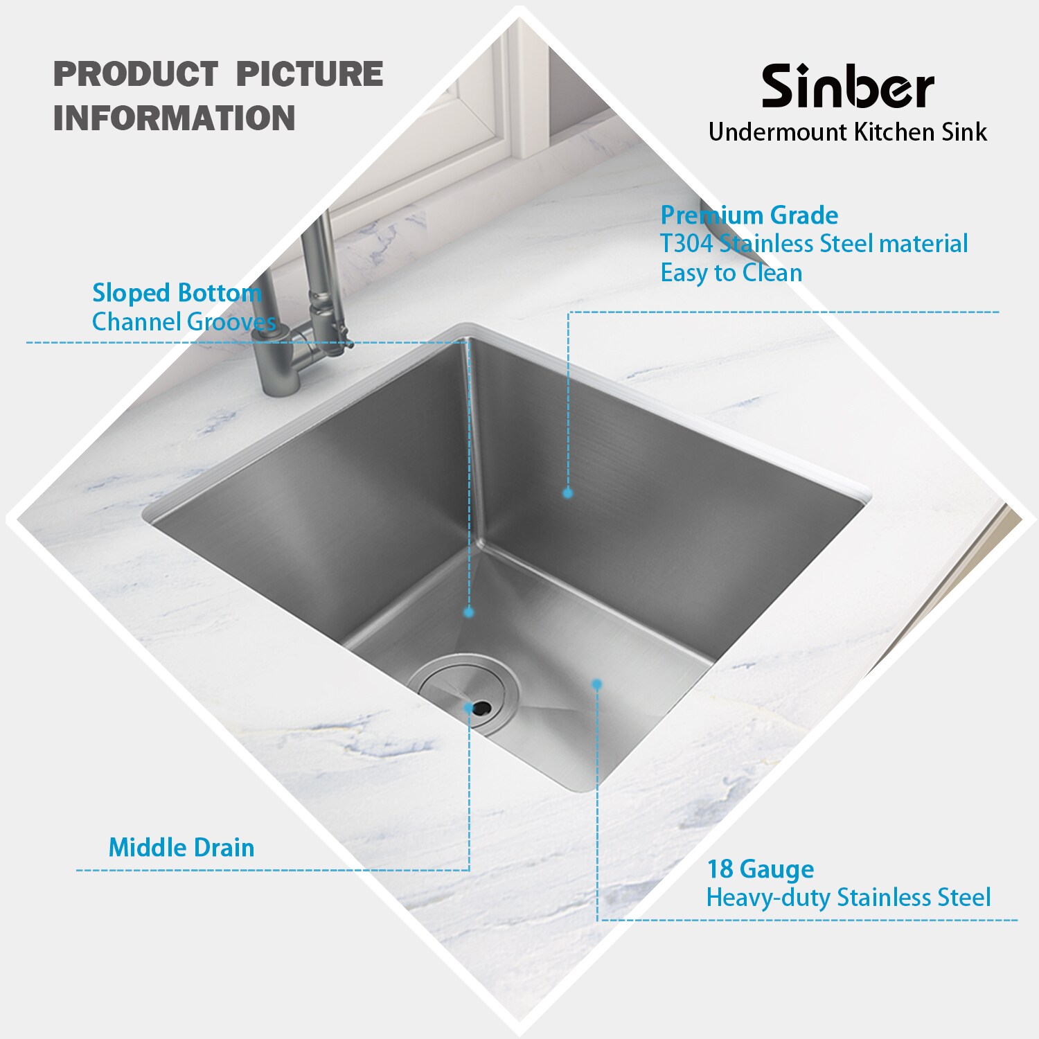 Sinber HU1517S Kitchen-Sinks - View #4