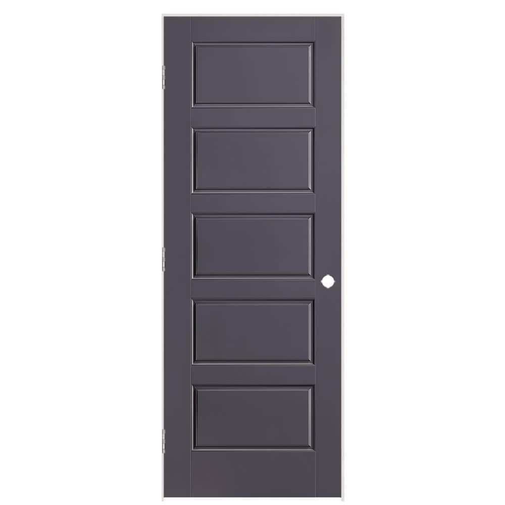 Masonite 1444702 30-in x 80-in Slate Solid core 5-panel equal Right hand Smooth Prefinished Molded composite Flat Jamb Single Prehung Interior Door