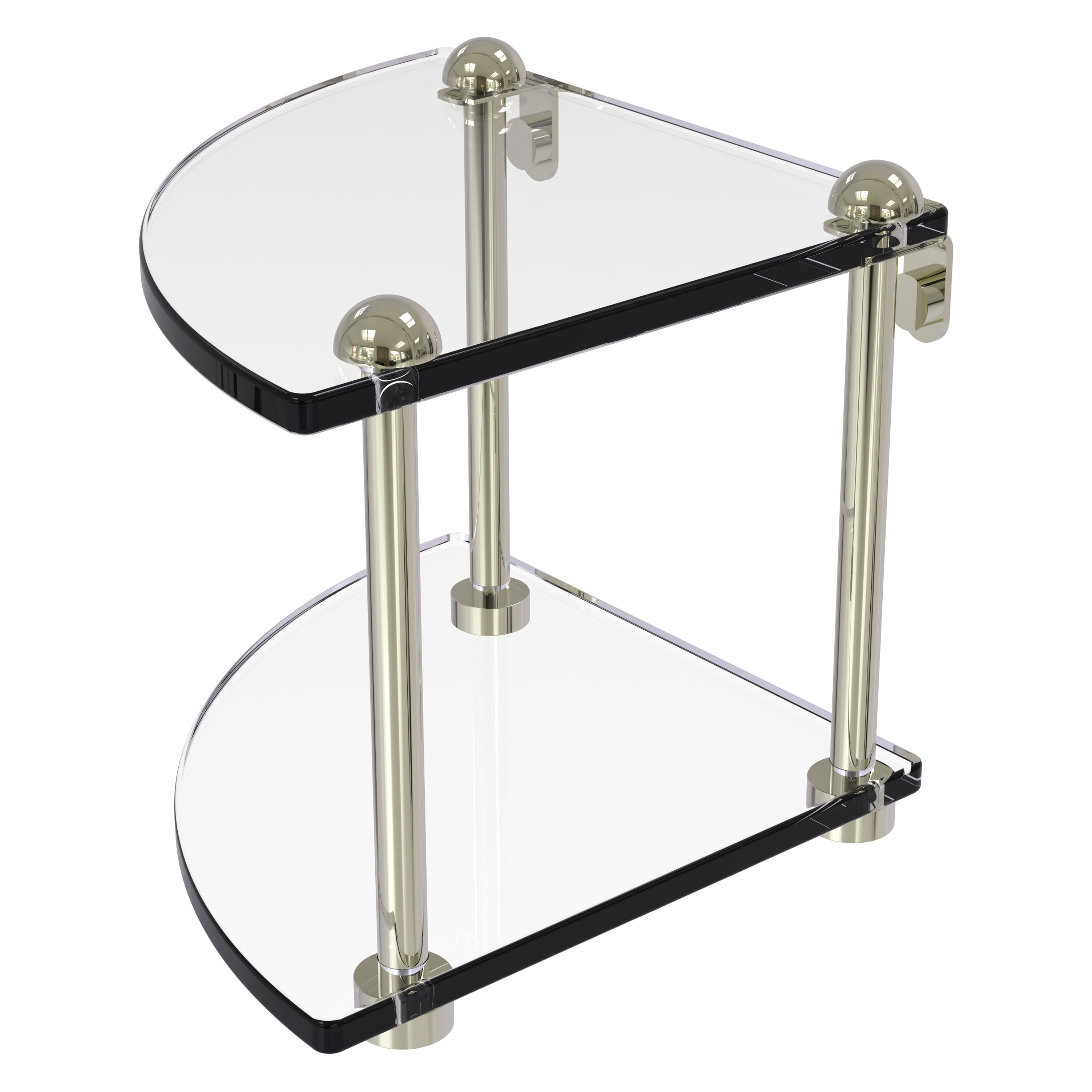 Allied Brass RC-3-PNI Polished Nickel 2-Tier Wall Mount Corner Bathroom Shelf (8-in x 8-in)