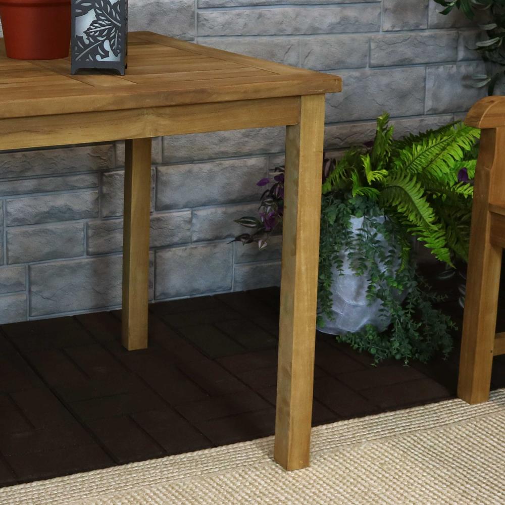 Sunnydaze Light Brown Teak Square Outdoor Dining Table