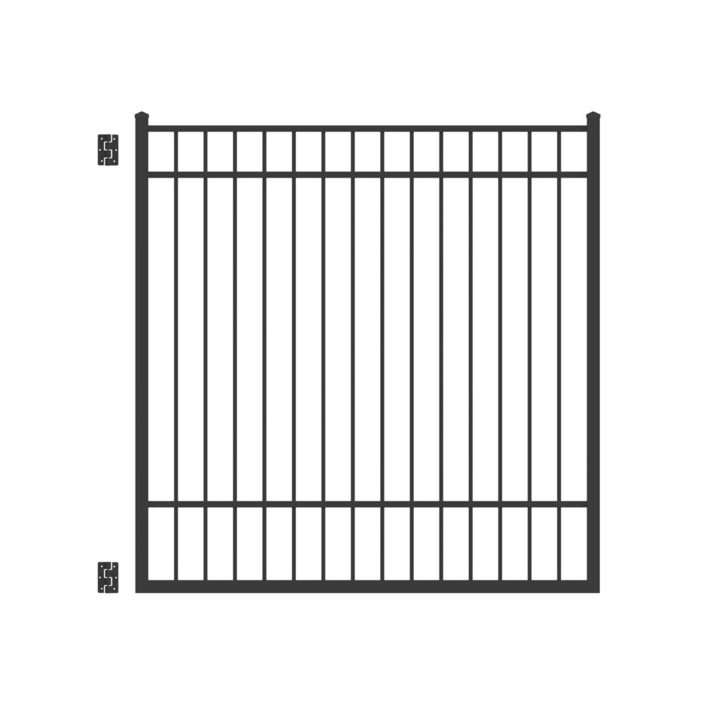 Freedom 73015176 New Haven 5-ft H x 6-ft W Black Aluminum Decorative Walk-thru Spaced picket Fence gate