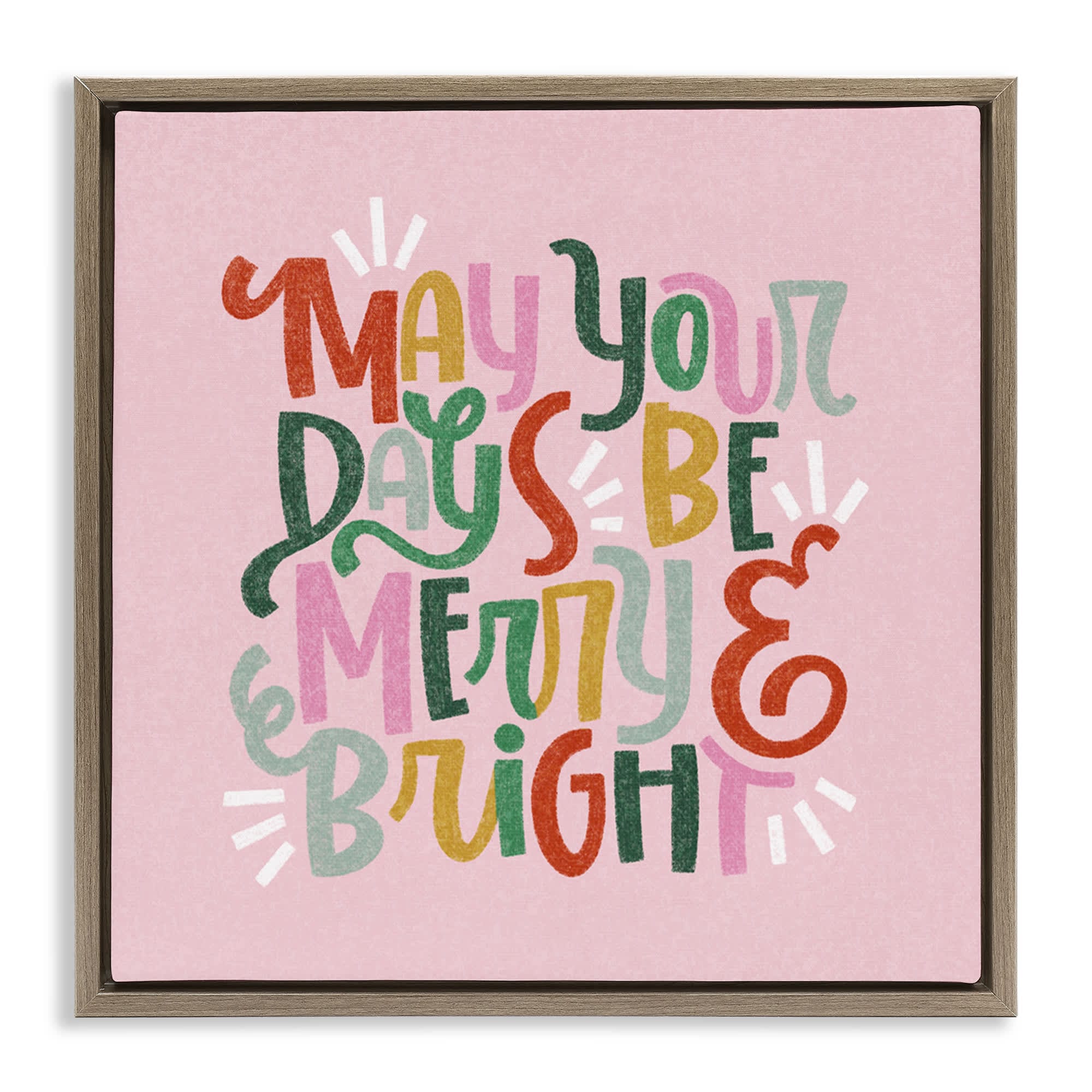 Stupell Industries BT-448-FFE-17X17 Pastel Merry and Bright Phrase Floating Frame design by Sarah Hickman