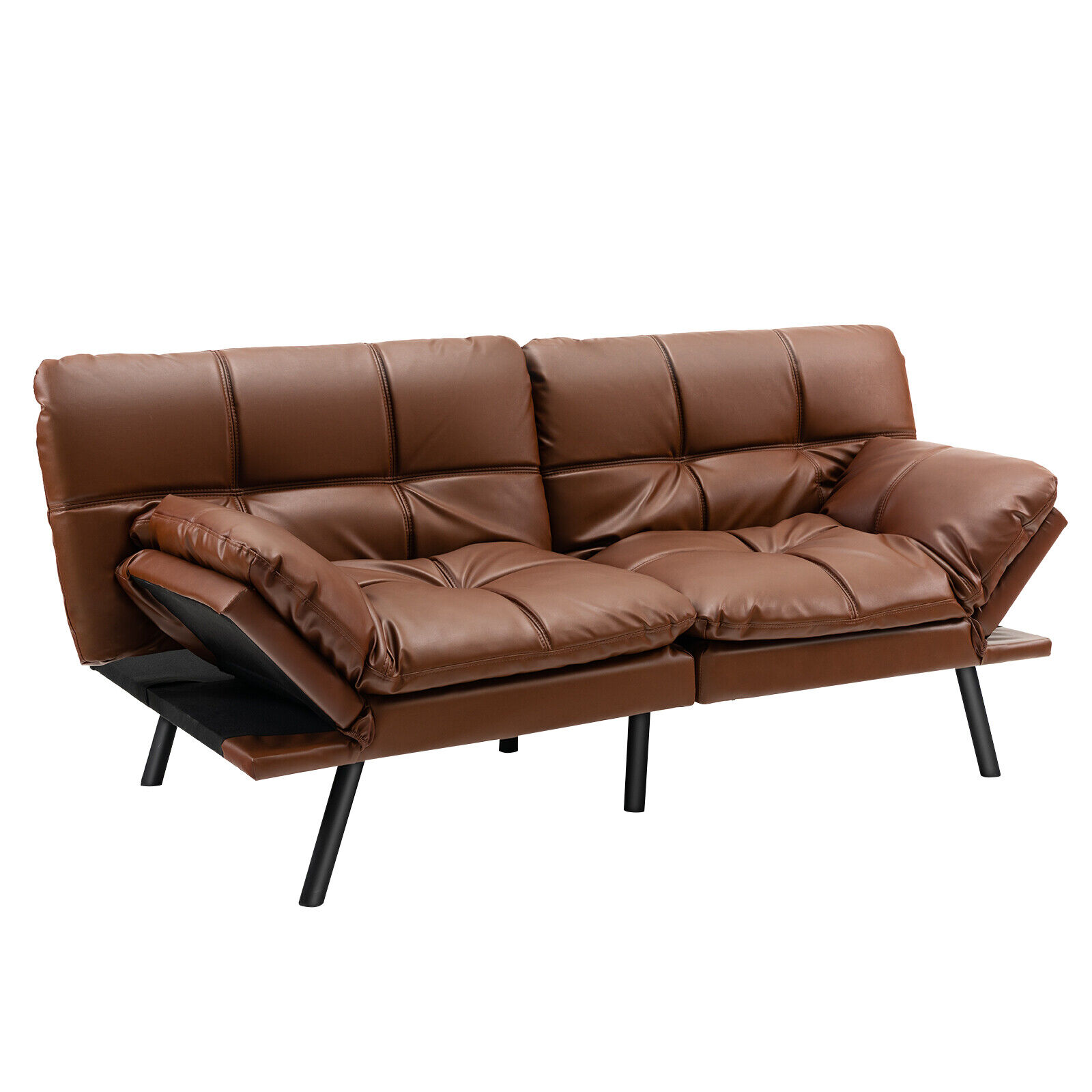 LIVIZA INS-10326BN 72-in Modern Brown Faux leather 2 -seater Sofa