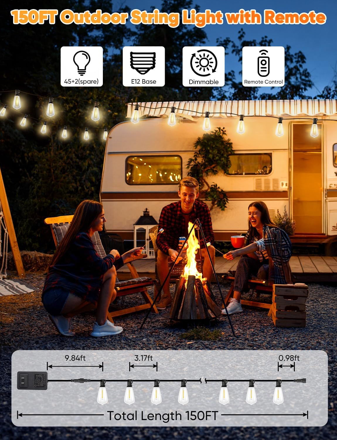 Nordic Hygge KN-ST38-24V-150FT-45 Patio-String-Lights - View #5