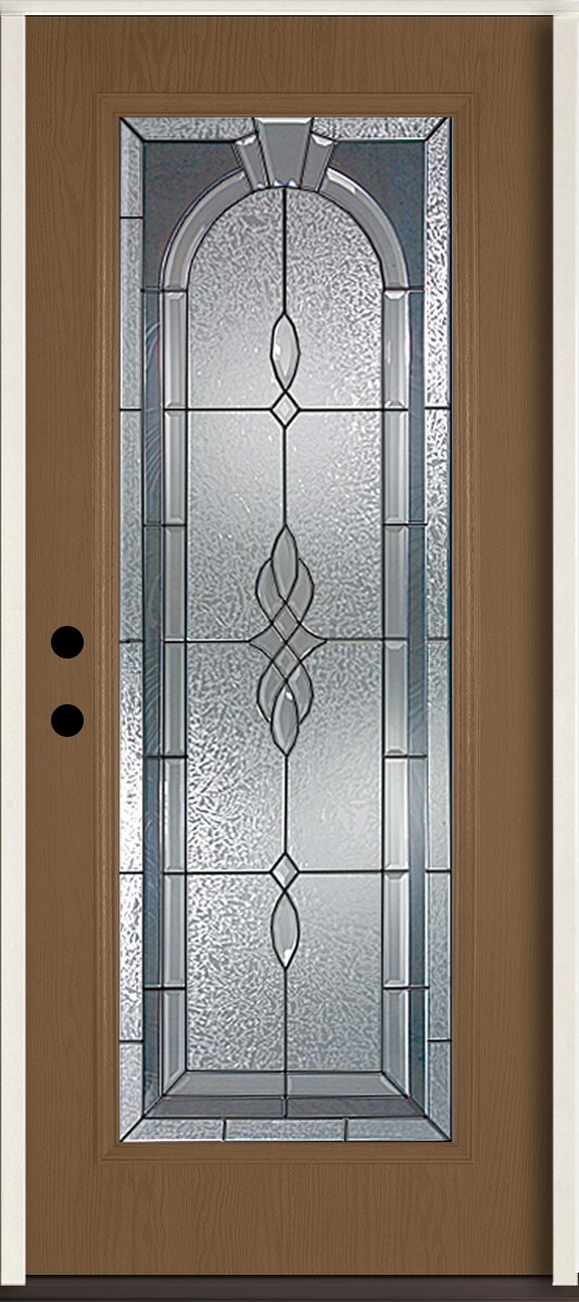 RELIABILT LO841703 Hampton 36-in x 80-in x 4-9/16-in Fiberglass Full lite Right-hand inswing Woodhaven Stained Prehung Front Door Insulating core