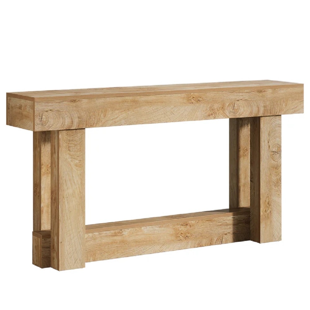 Slickblue Farmhouse Rustic Wooden Console Table with Storage Shelf for Entryway Hallway or Living Room