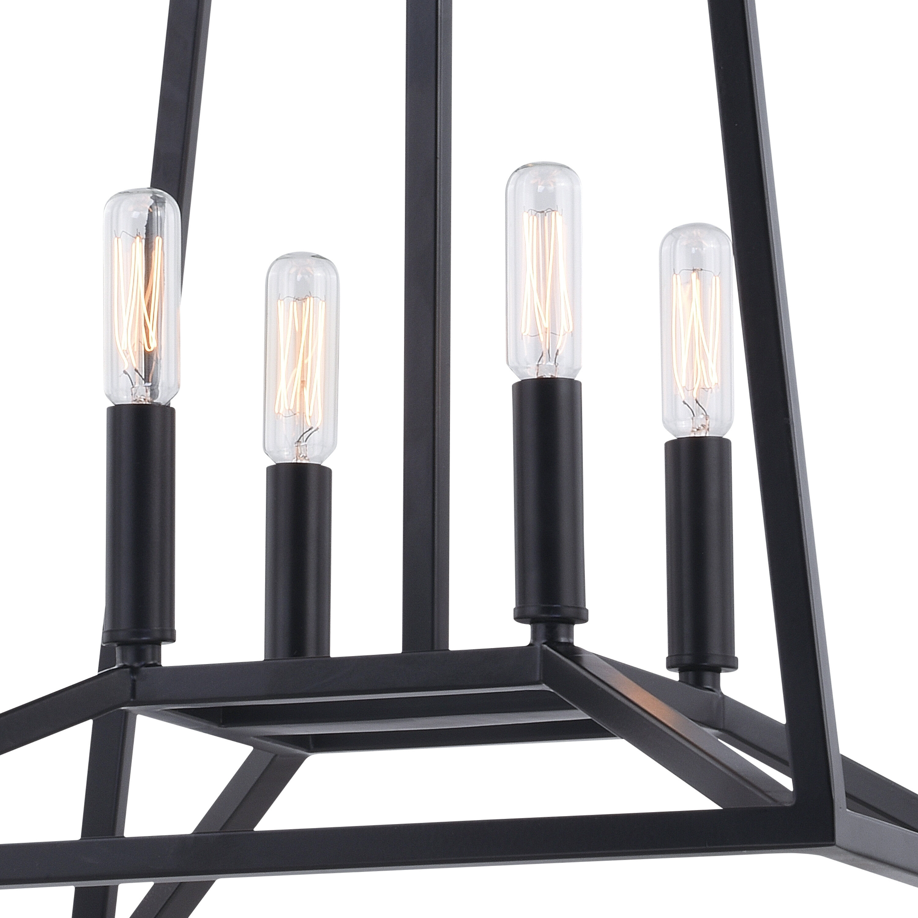 Hayes Black 4-Light Farmhouse Cage Pendant Lantern