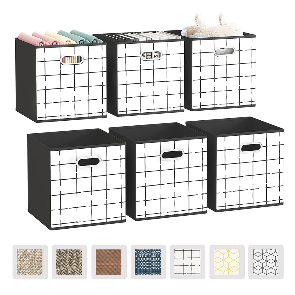 Sunrinx MG61-3-SN (13.62-in W x 4.8-in H x 14.02-in D) White Fabric Collapsible Stackable Bin