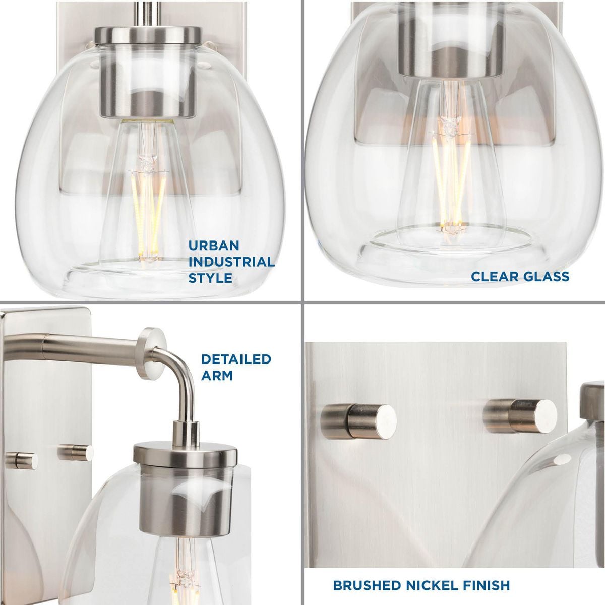 Brushed Nickel 6" Dimmable Vanity Light with Clear Glass Shade
