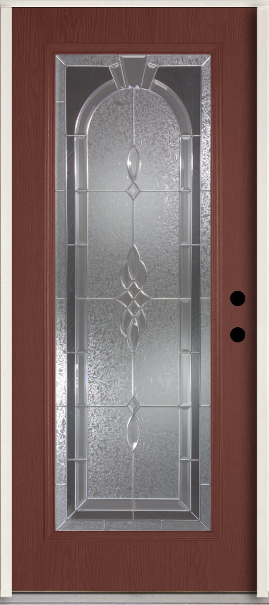 RELIABILT LO841694 Hampton 36-in x 80-in x 4-9/16-in Fiberglass Full lite Left-hand inswing Wineberry Stained Prehung Front Door Insulating core