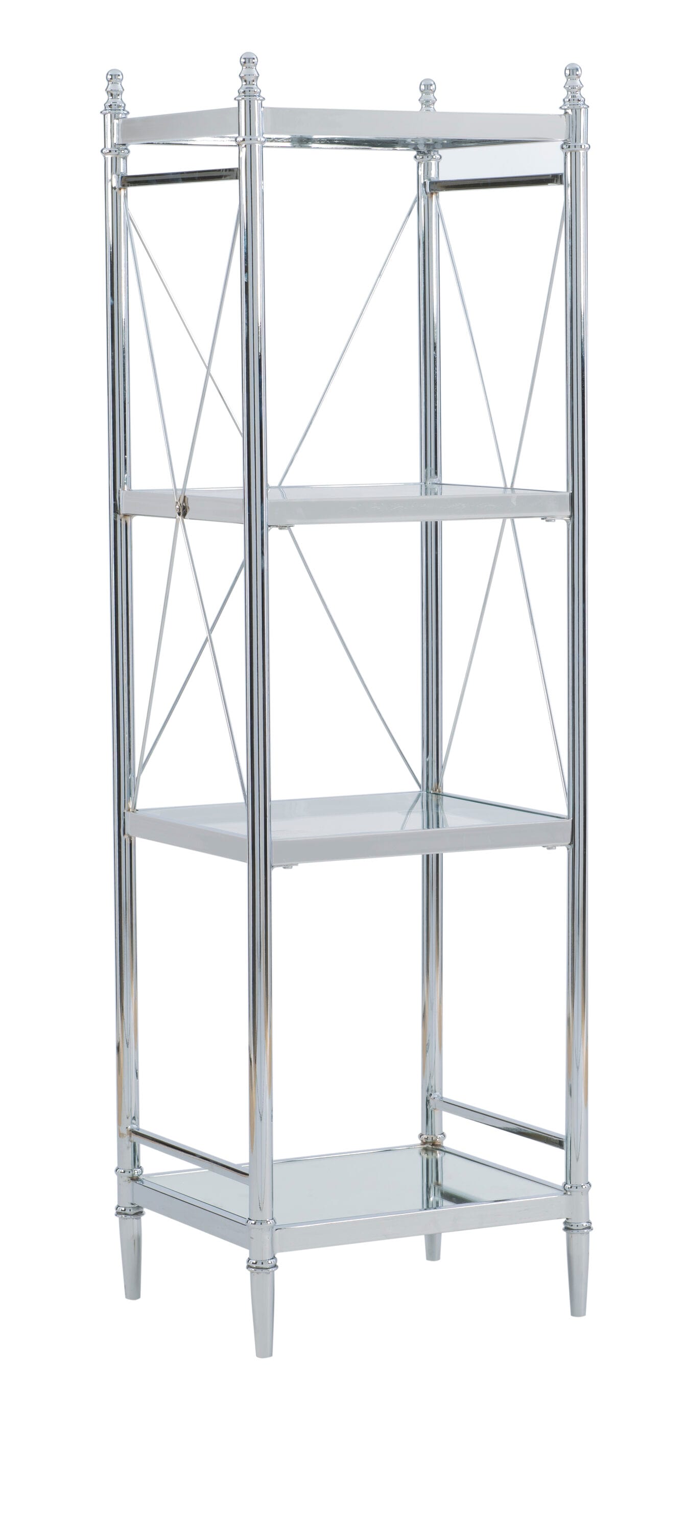 Linon BA004CHR01 Empire Chrome 4-Tier Metal Freestanding Bathroom Shelf (14-in x 52.24-in x 14.7-in)