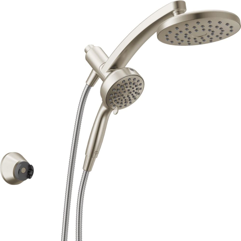 Delta 75645SN PivotPro 6 -Spray Spotshield Brushed Nickel 7-in Round Rain Shower Head with Handheld Combo 1.75 GPM