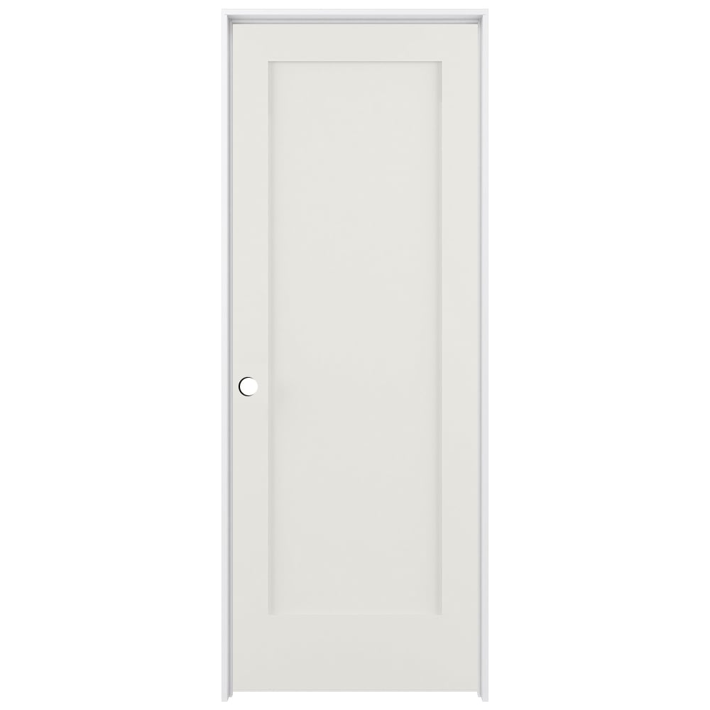RELIABILT Shaker 30-in x 80-in Snow Storm 1-panel Square Solid Core Prefinished Pine Wood Right Hand Inswing Single Prehung Interior Door in White -  LO1368747