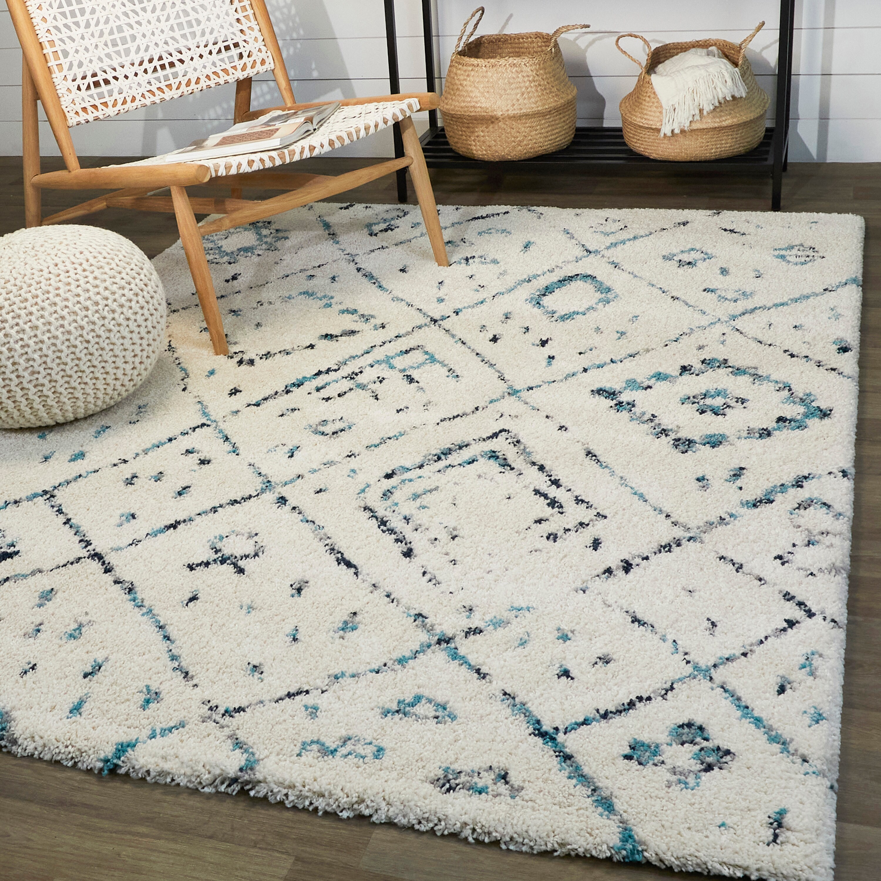 Balta 3098678 Simeon 5 x 7 (ft) Loomed Polypropylene Blue Rectangular Indoor Geometric Area rug
