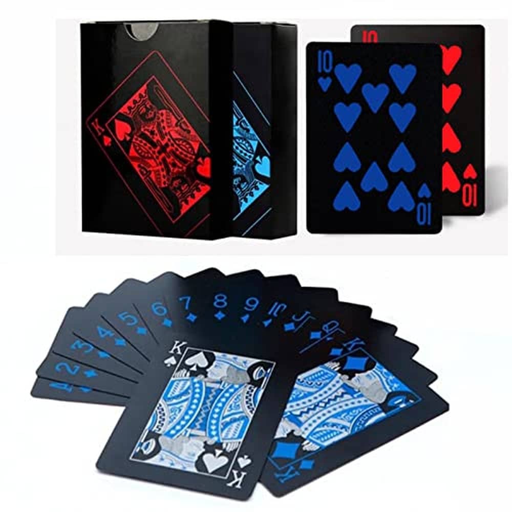 Aoibox  Waterproof Flexible PVC Playing Cards 2 Pack 54 Cards Per Deck Classic Opaque Back Design 63mm x 88mm Poker Size