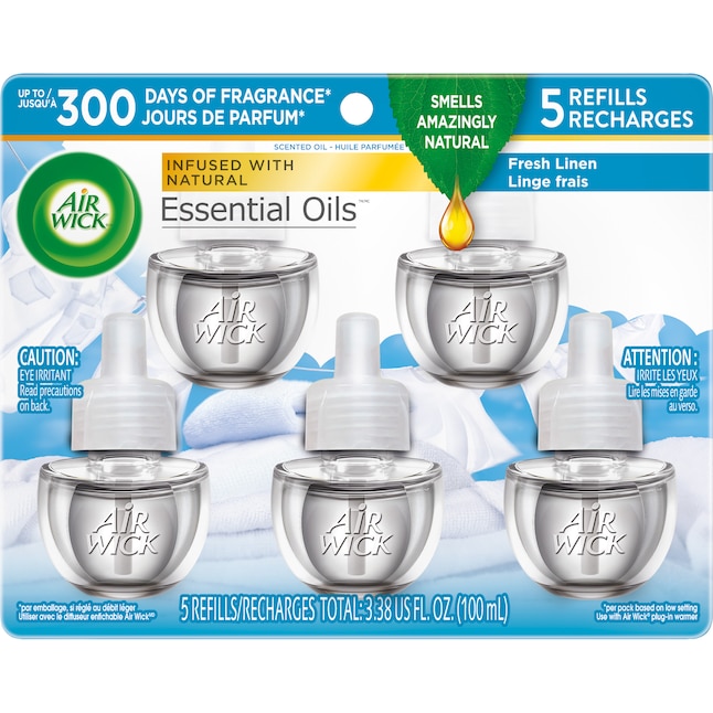 Air Wick Life Scented Oil Plug In Fragrance, Snuggle Fresh Linen - 5 pack, 0.67 fl oz refills