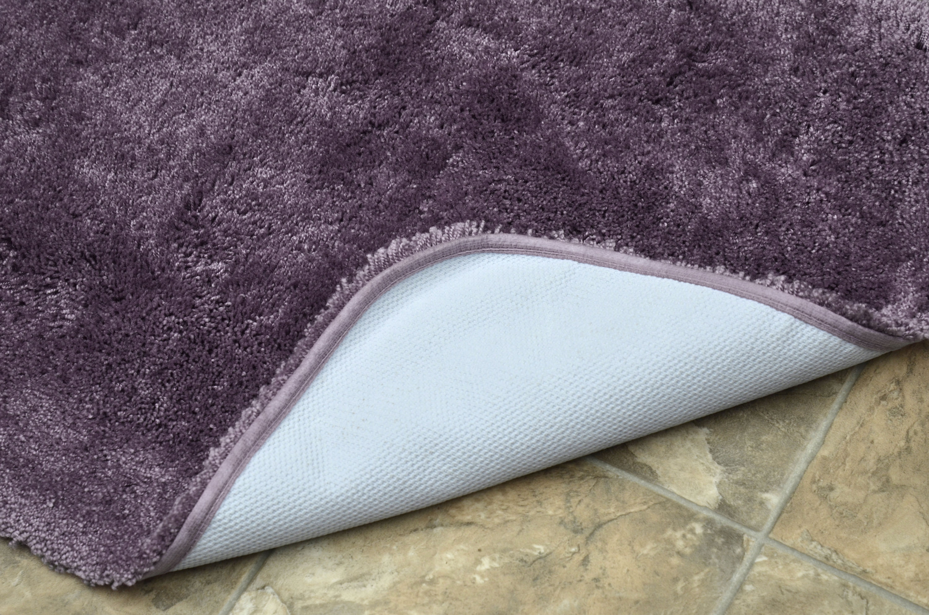 Garland Rug 3-Piece Traditional Nylon Washable Bathroom Rug Set Purple