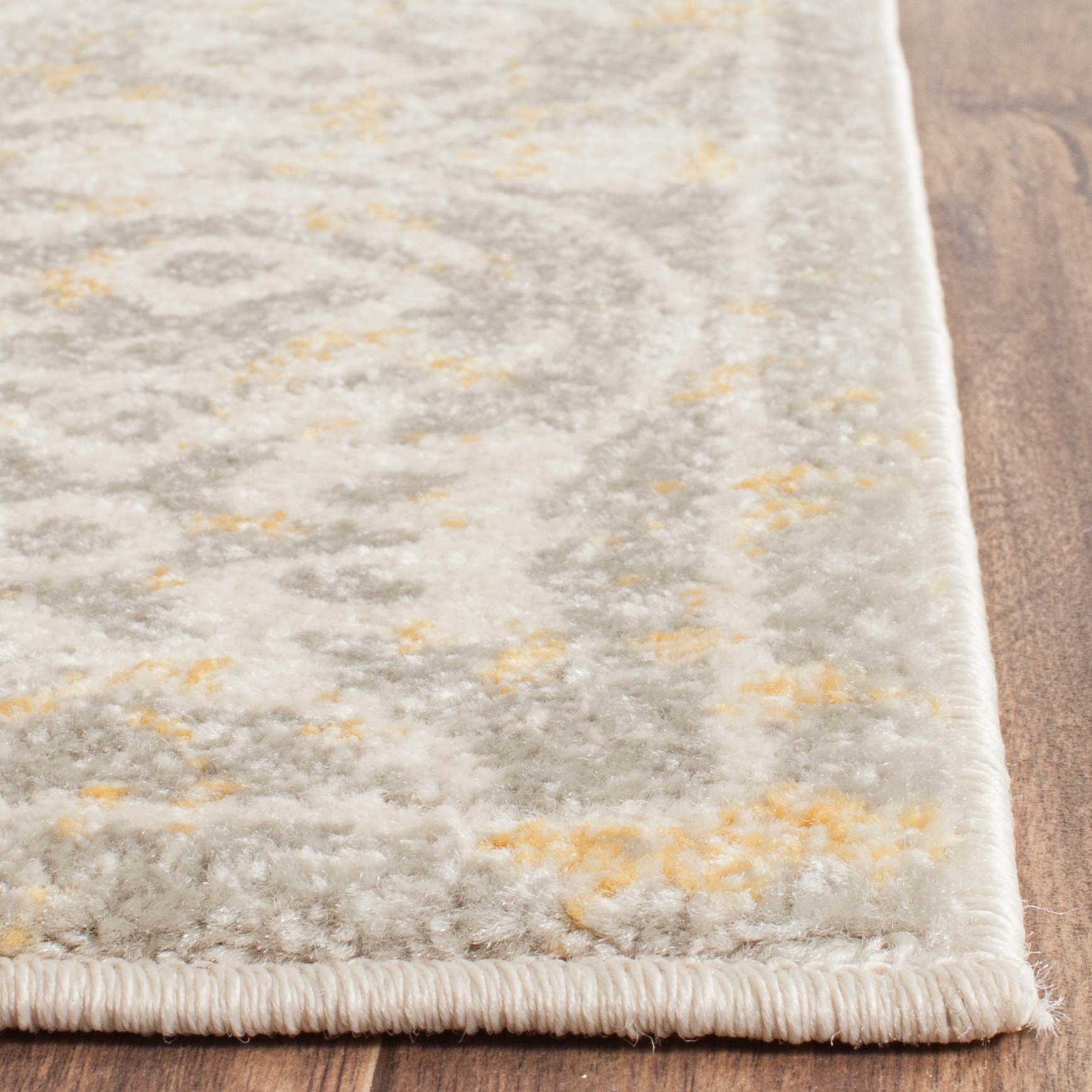 Ivory and Gray High Pile Synthetic Area Rug