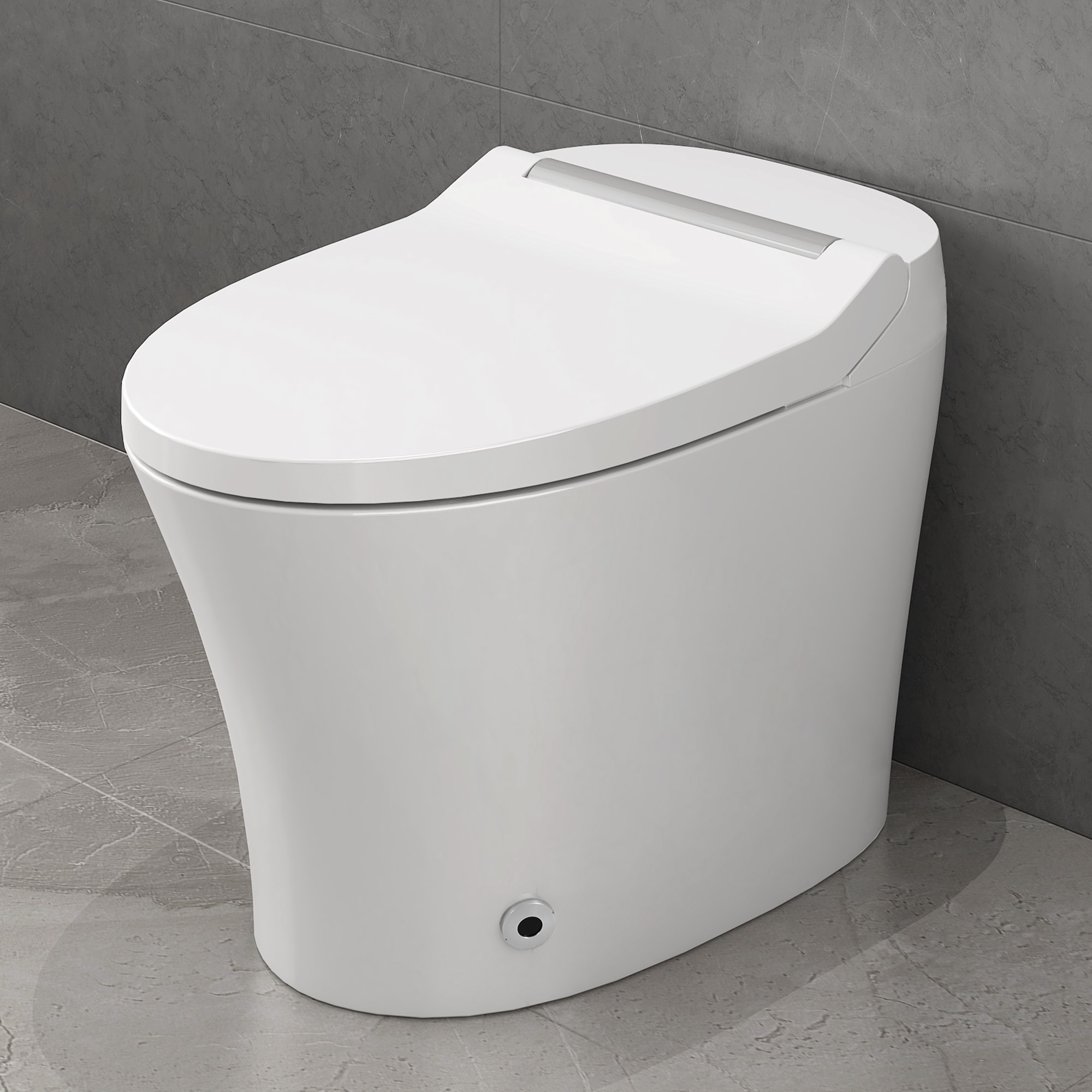 LOVMOR SF-WO-N753P222587W Smart Toilet Heated Seat One Piece Elongated Adjustable Temp Auto Flush Dual Flush 1 GPF Foot Sensor Night Light Knob