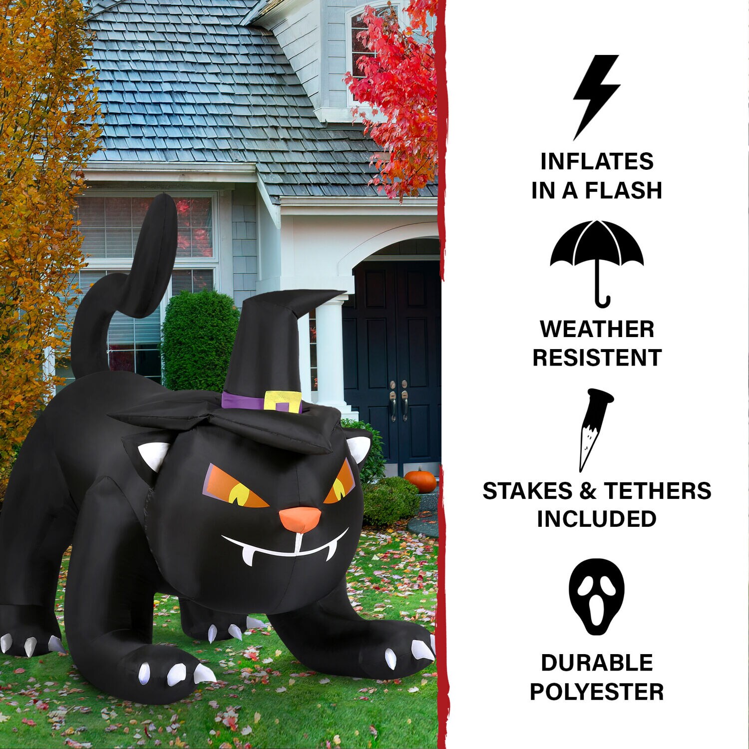 Haunted Hill Farm HIBCAT061-L Outdoor-Halloween-Decor - View #2