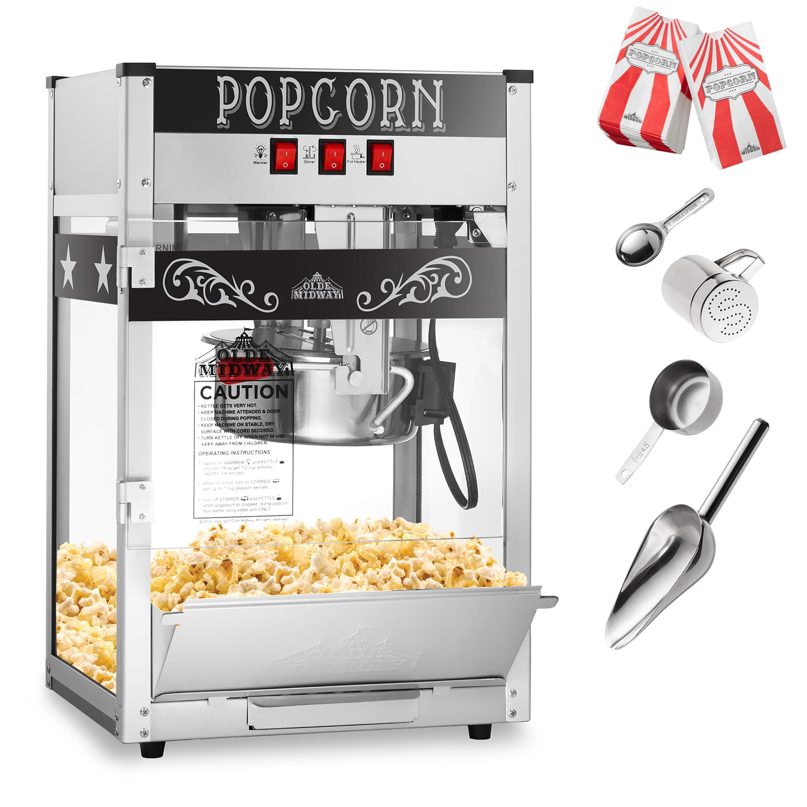 Olde Midway CON-POP-8-SS-BLK Popcorn-Makers - View #2