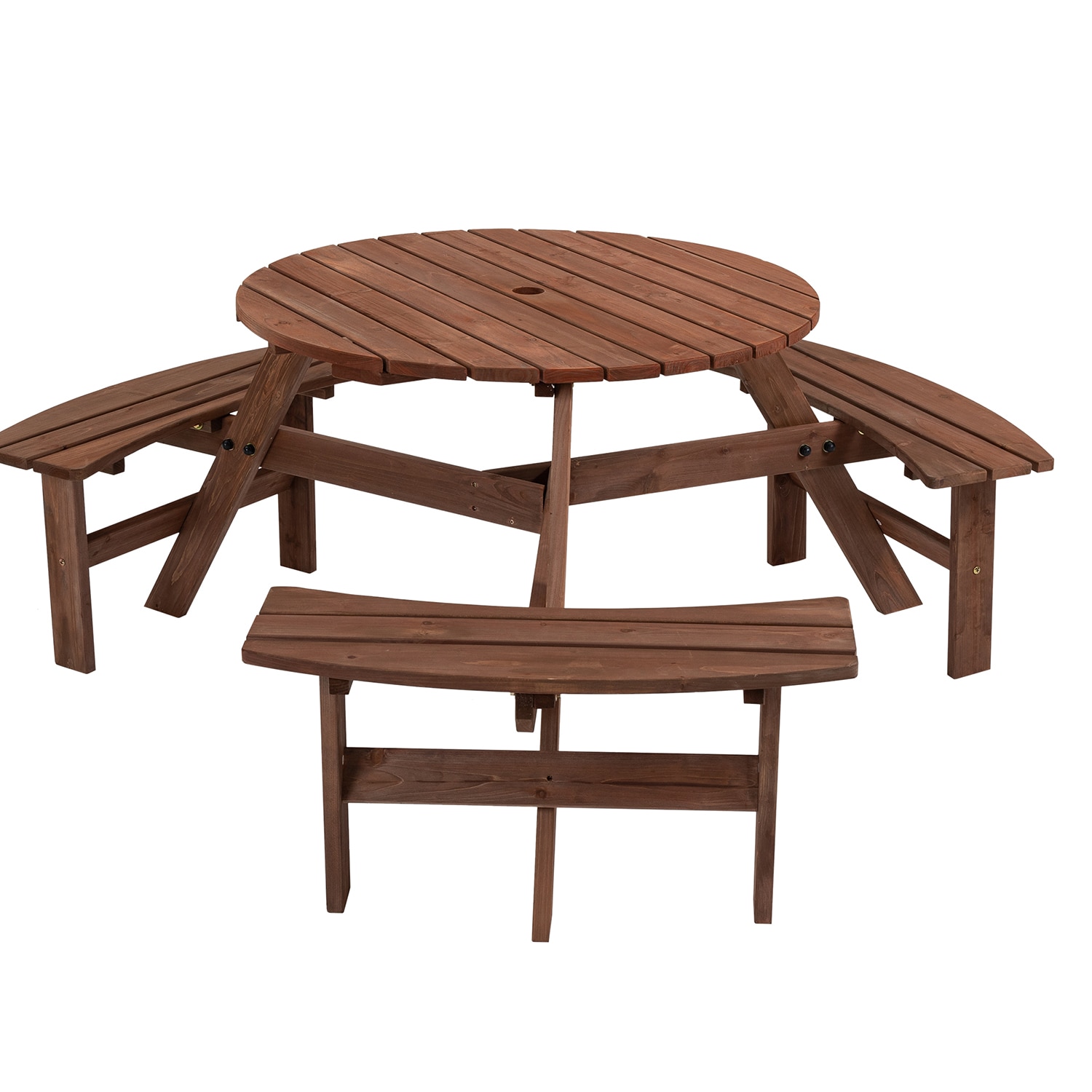 SINOFURN SYB750004BN 35.4-in Brown Douglas fir Round Picnic Table