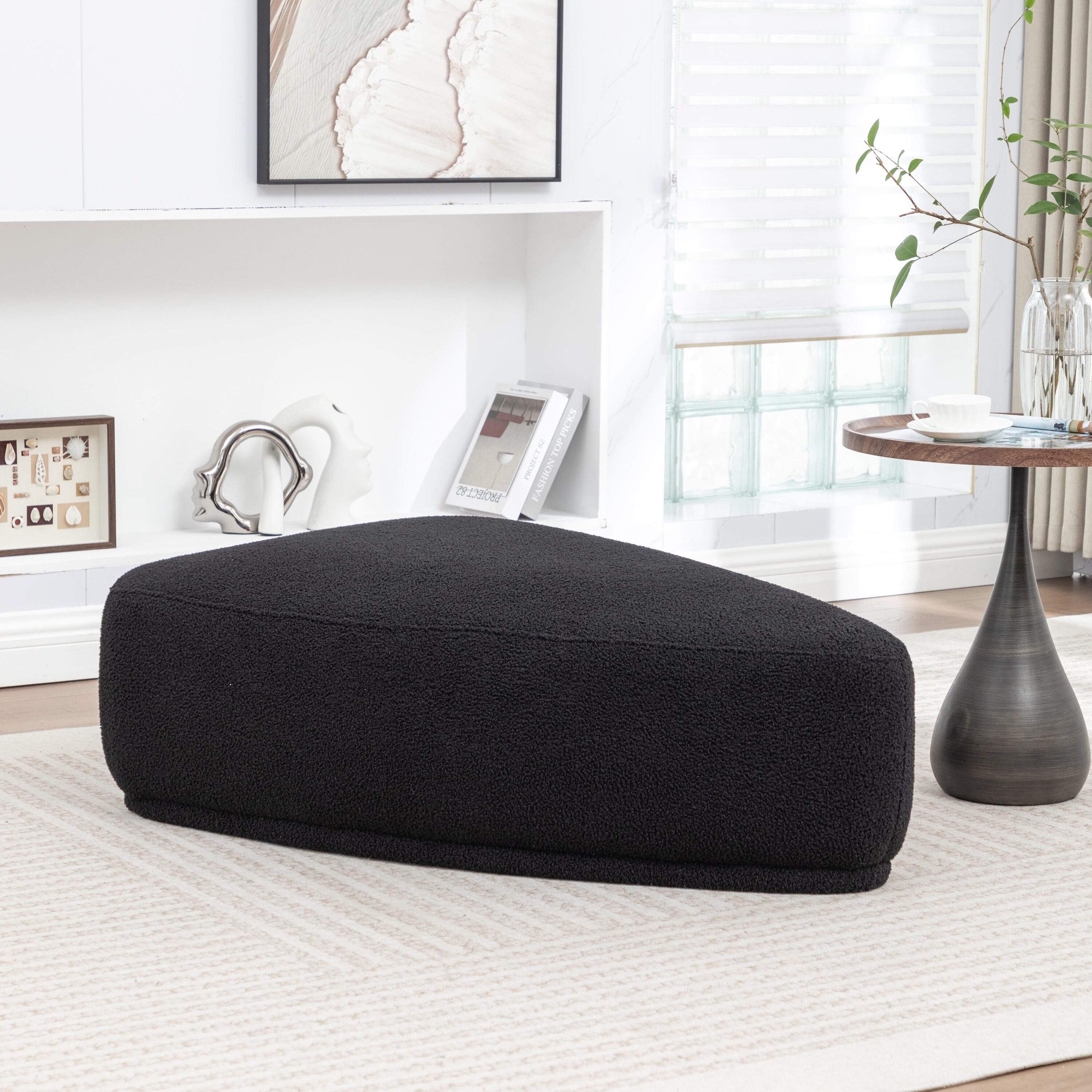 SEYNAR - Modern 43'' Teddy Fabric Ottoman Bench