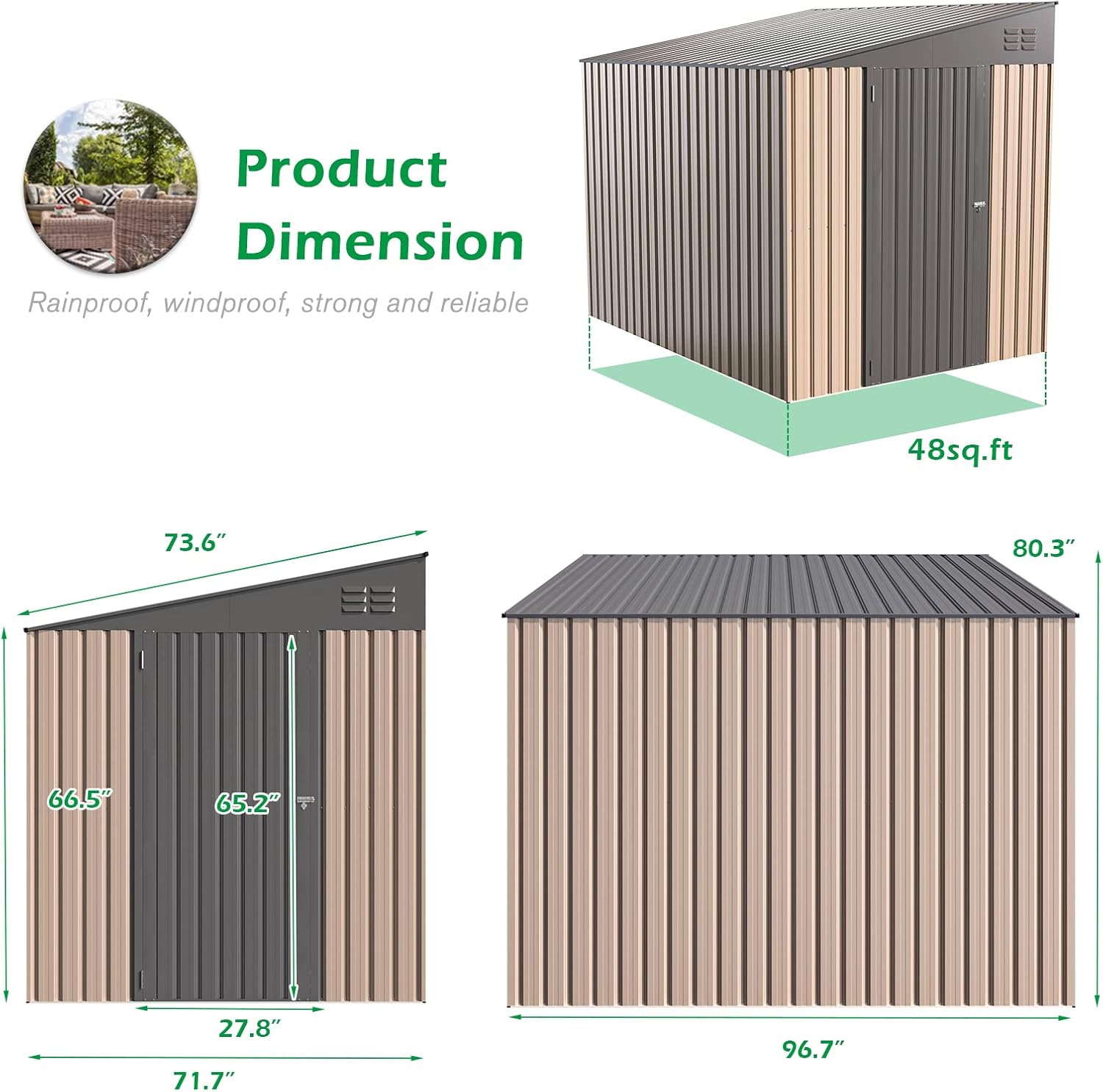 AECOJOY 16234GR-LS02 Metal-Storage-Buildings-Sheds - View #3
