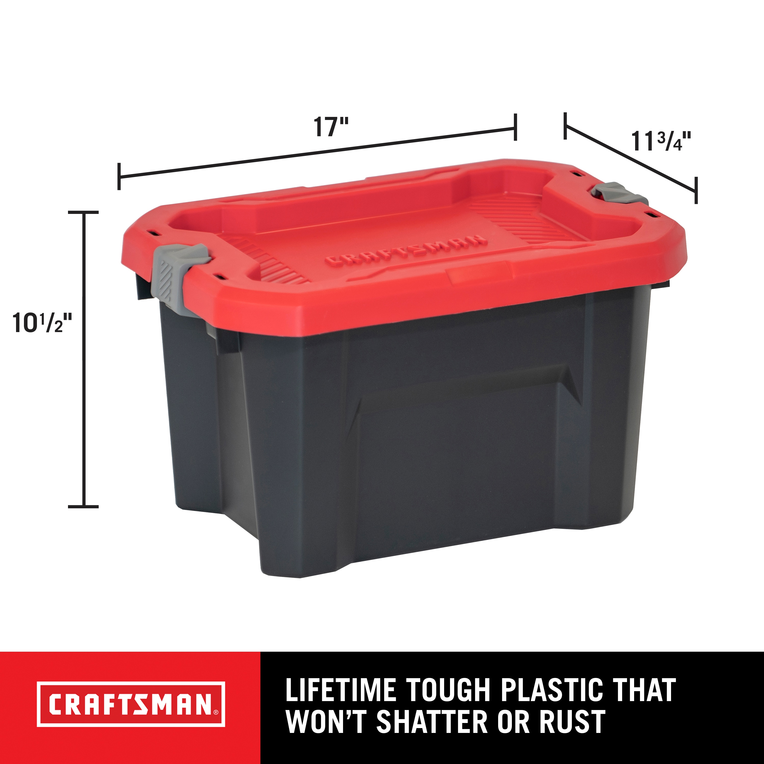CRAFTSMAN X-large 50-Gallon (200-Quart) Black Tote with Latching Lid in the Plastic  Storage Totes department at …