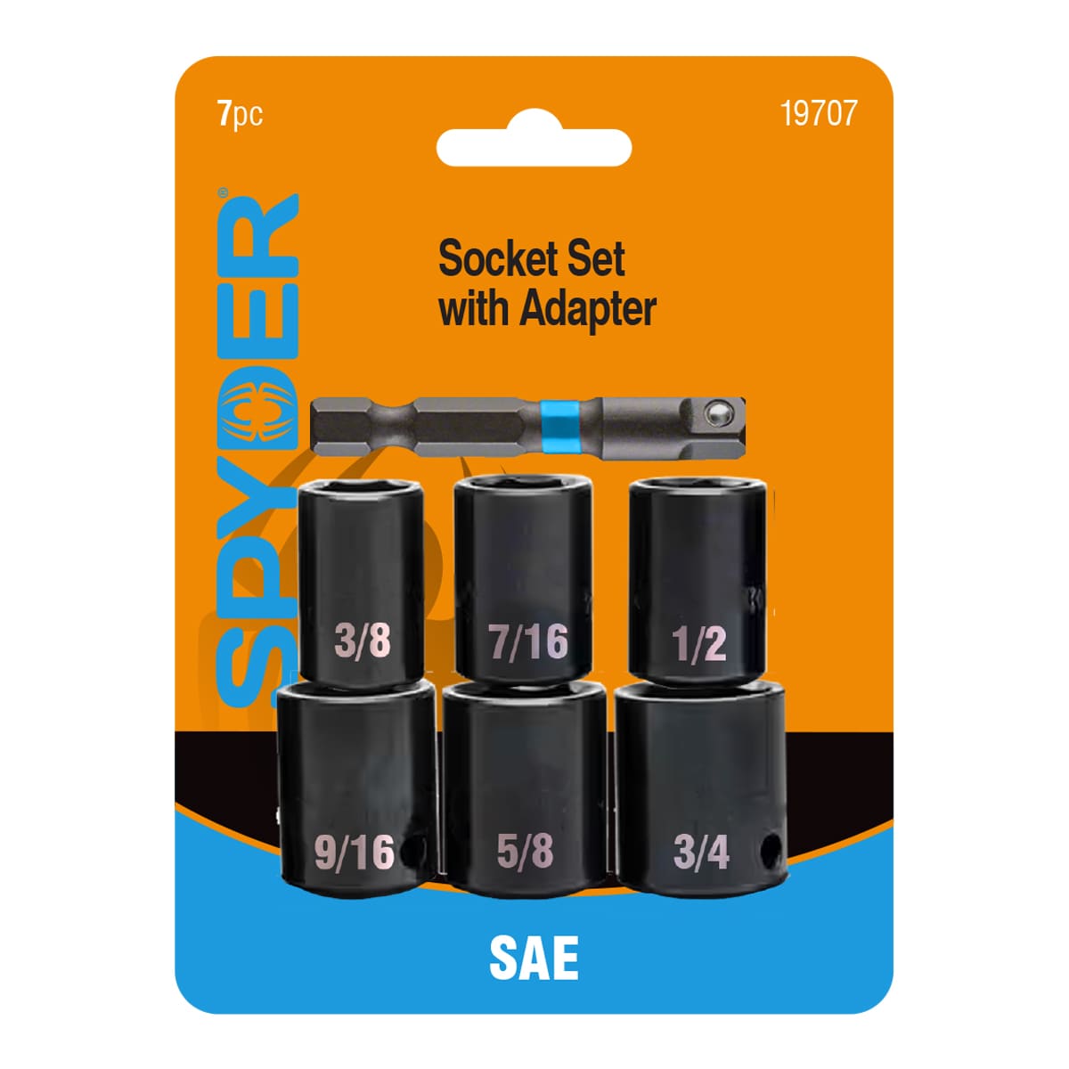 Spyder 19707 6 -Piece Standard (SAE) 3/8-in Drive Set 6-point/12-point/Spline/Star/Square Impact Socket Set