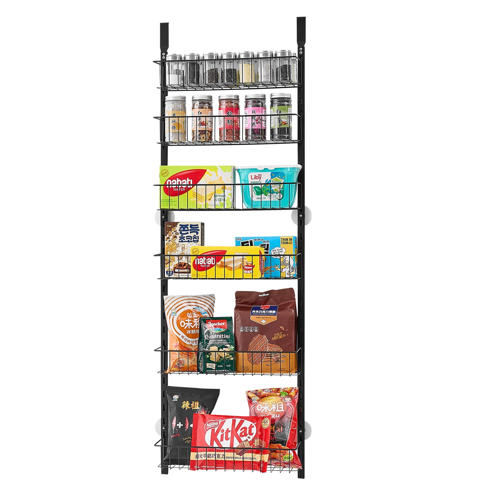 Mecale 6 Tier Over the Door Pantry Organizer Heavy Duty Steel Hanging Kitchen Spice Storage Rack