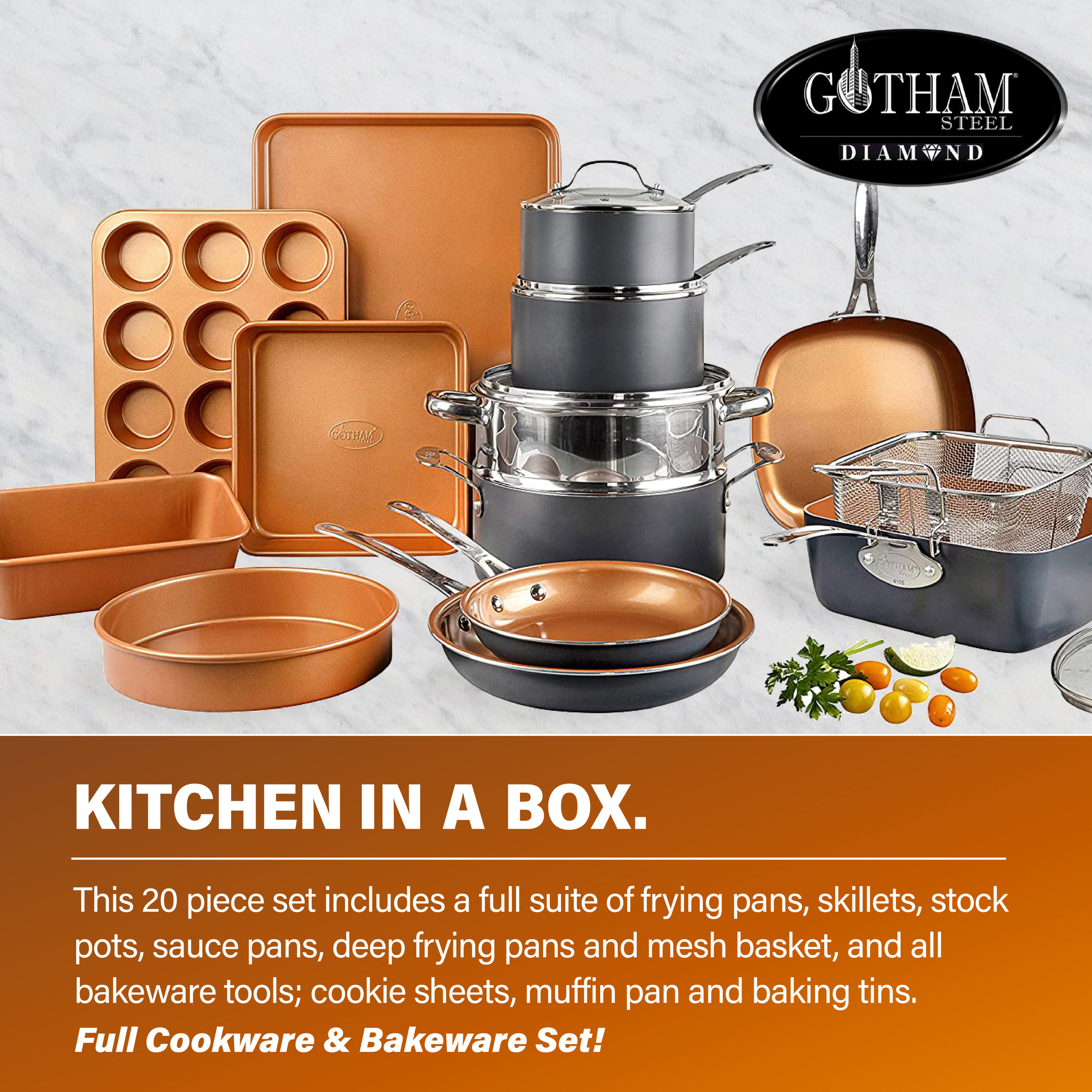 Gotham Steel 23.6-in Aluminum Cookware Set with Lid in the Cooking