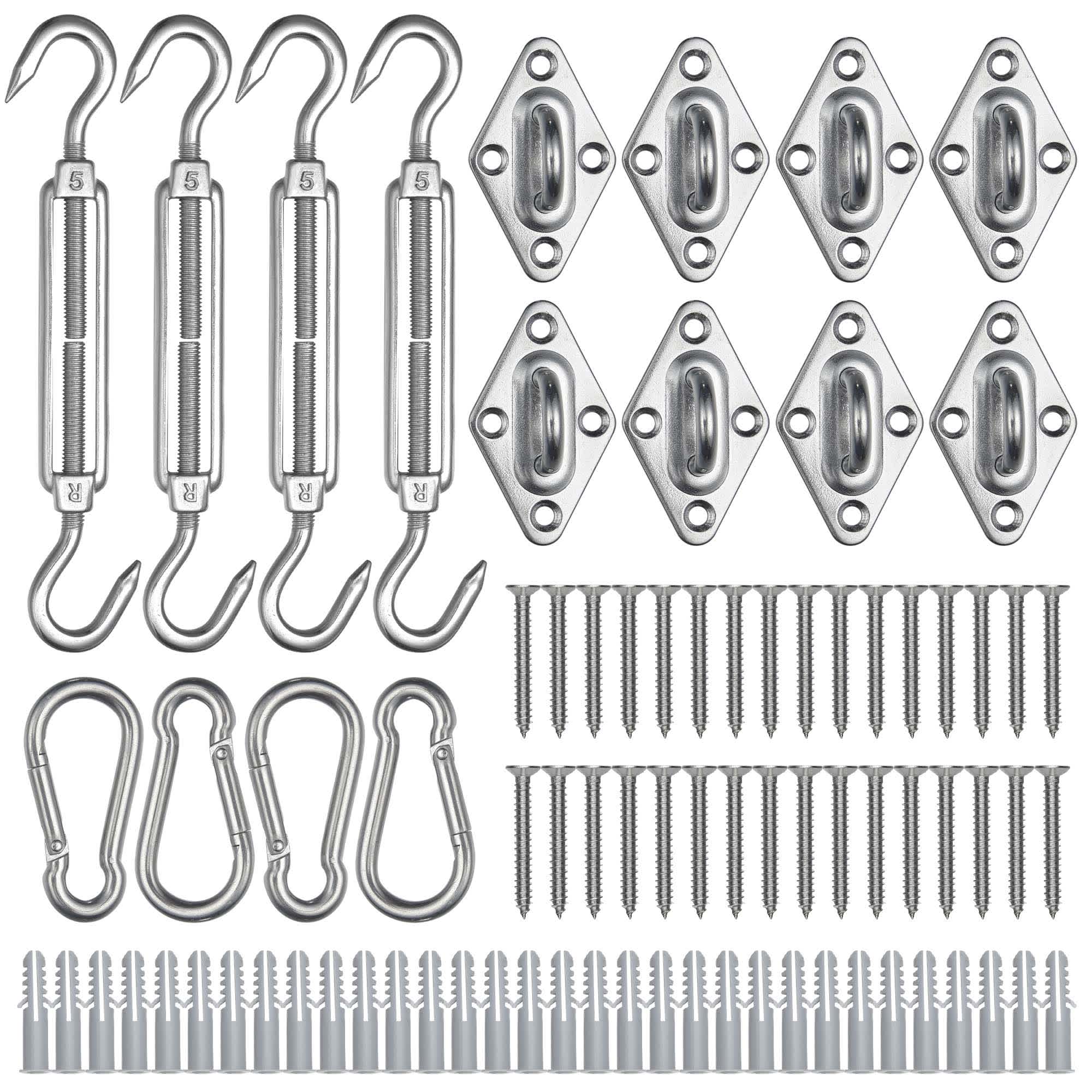 Yescom 07SSS023-HDW-R5X2-LO Rectangle Sun Shade Sail Hardware Kit 304 Stainless Steel Turnbuckle 2 Pack