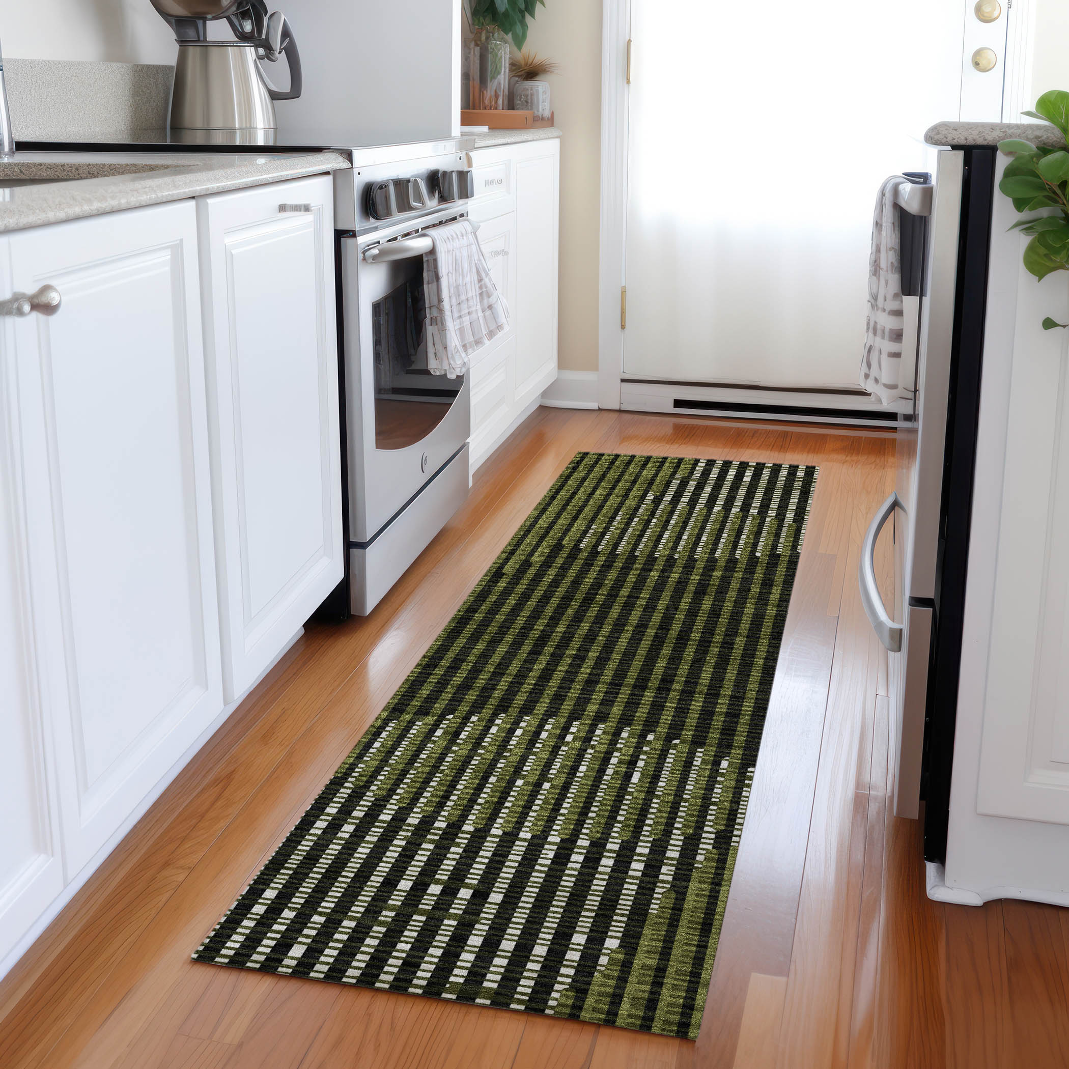 Addison Rugs ACN1001OL2X8 Chantille ACN1001OL 2 x 7 (ft) Polyester Olive Rectangular Indoor/Outdoor Geometric Machine washable Runner rug